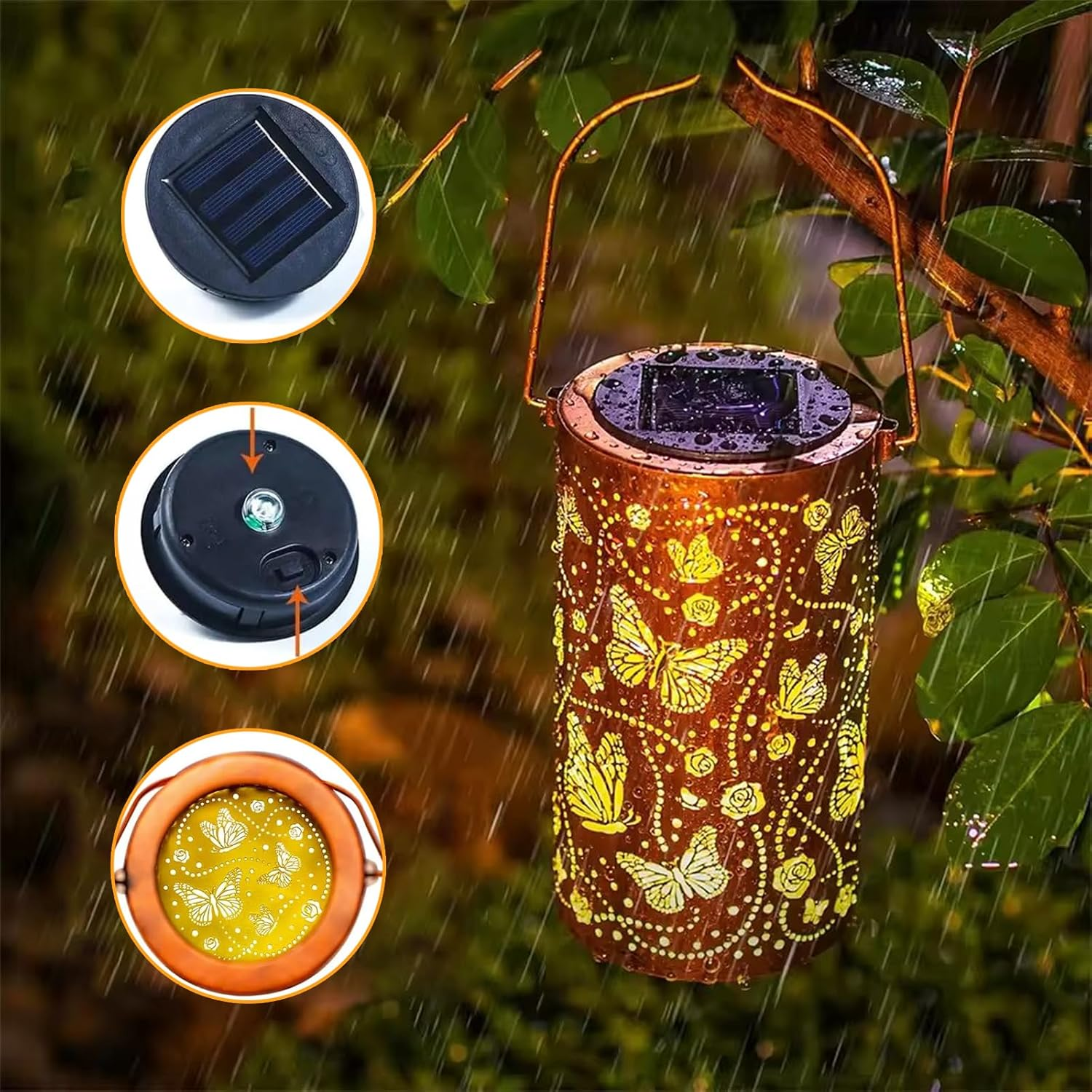 Diealles Shine Pack of 4 LED Warm White Light Solar Lid for Glasses, Waterproof Solar Lights Replacement Parts 8 Cm Solar Lamps Replacement for Solar Lamps Lantern Lid Garden image number 5