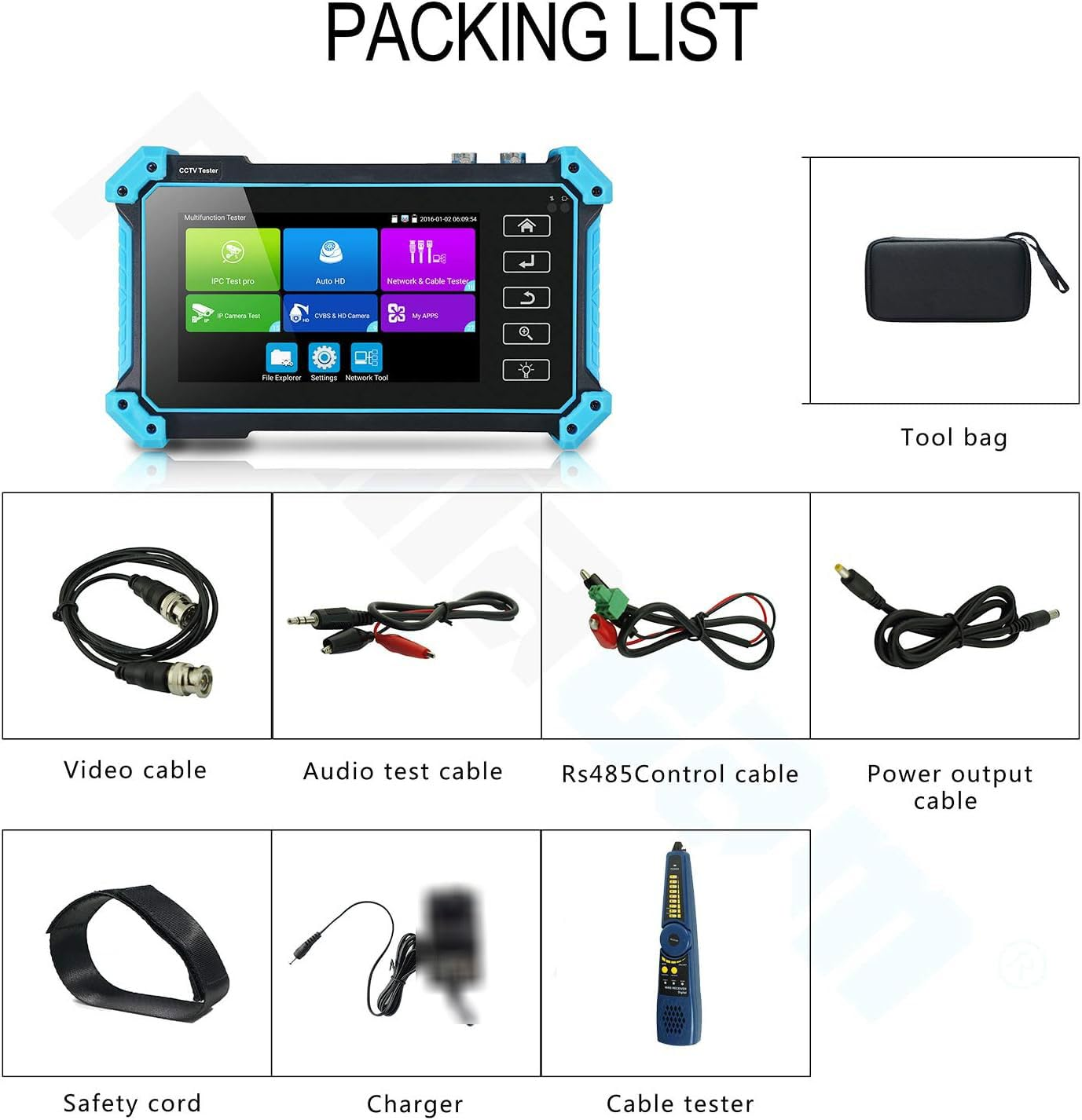 CCTV Tester, IPC-5200C plus 5 Inch IPS Touch Screen IP CVBS Analog Camera Tester 4K H.265 Video Monitor with HDMI Input/Poe/Wifi/Cable Tracker/Tvi CVI Ahd/Firmware Upgraded image number 1