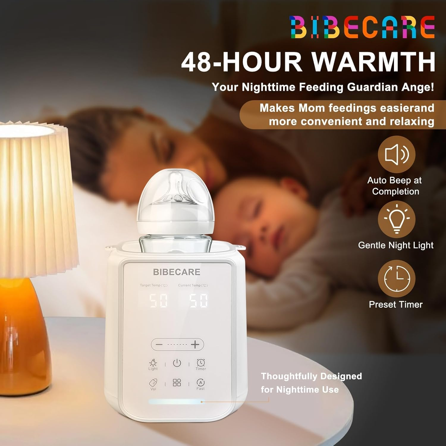 Bottle Warmer, Baby Fast Bottle Warmer for Breastmilk & Formula with Temp Display&Timer Function, Volume-Based Heating for 60ML&ndash;240ML Bottles, Accurate Temp Control, Keep Warm 48H