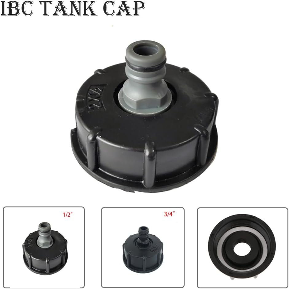 SENRISE IBC Tank Adapter Plastic Hose Connector S60X6 Coarse Thread Cap to 1/2" Rain Butt Tap Adapter for IBC Sound Valve image number 4