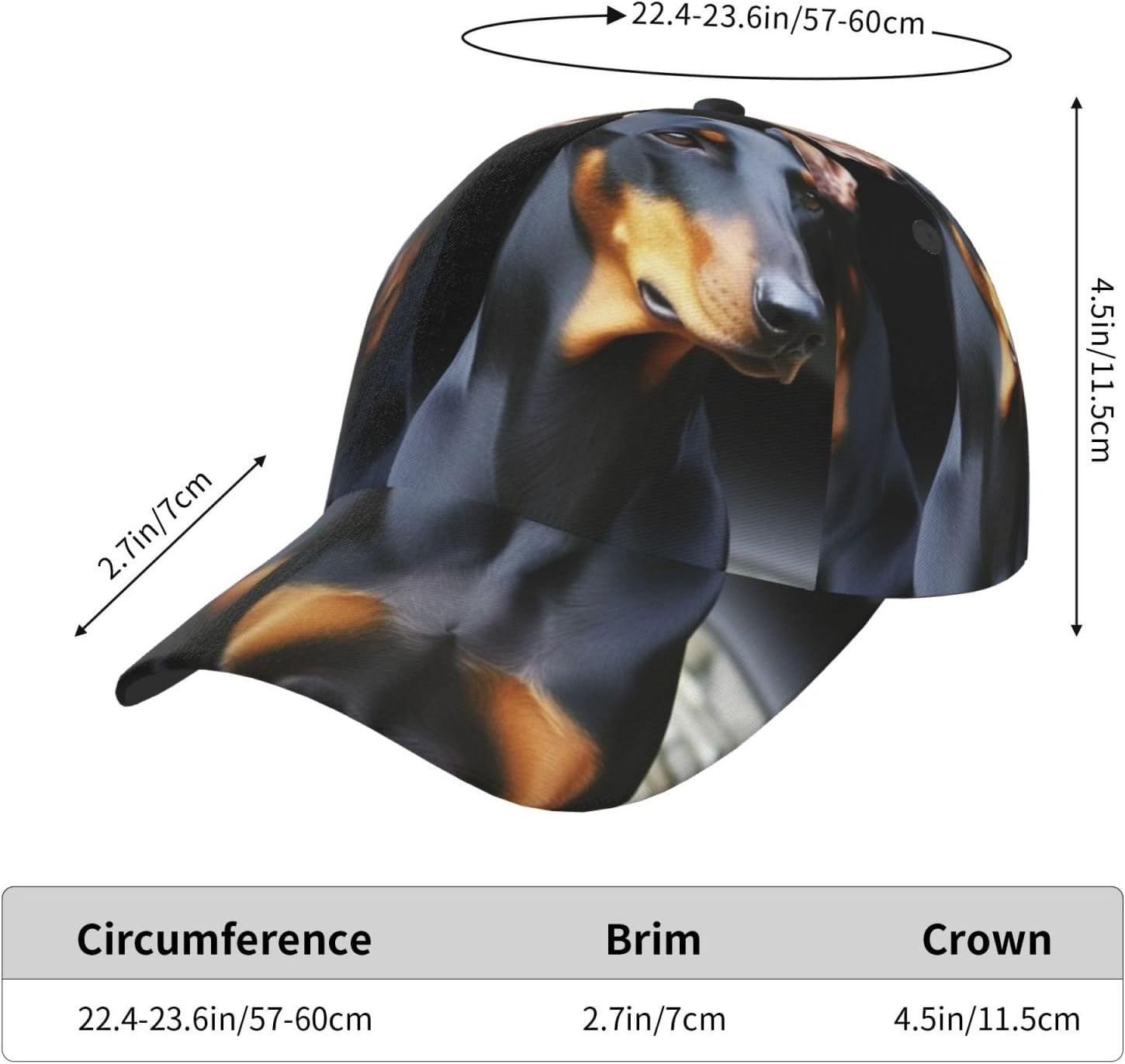 Doberman Baseball Cap for Women Men Classic Adjustable Summer Sun Hat Sports Stylish Trucker Hat Golf Cap Dad Hats for Running Workout Black, Black