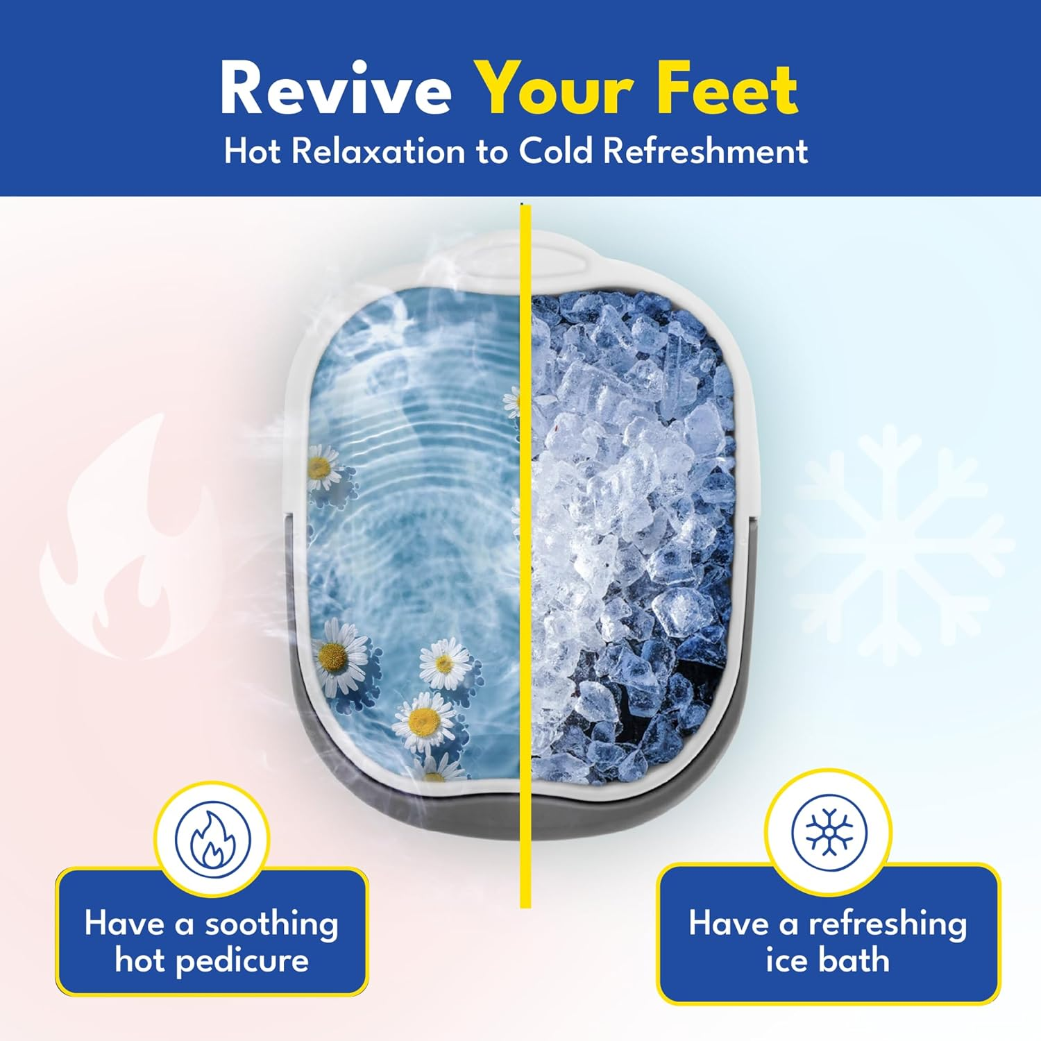 AWA Foot Soaking Tub, Collapsible Foot Bath Soak for Feet, Pedicure Bowl, Plastic Feet Tub with Acupressure Massage Points, Foldable Laundry Basket (White) image number 5