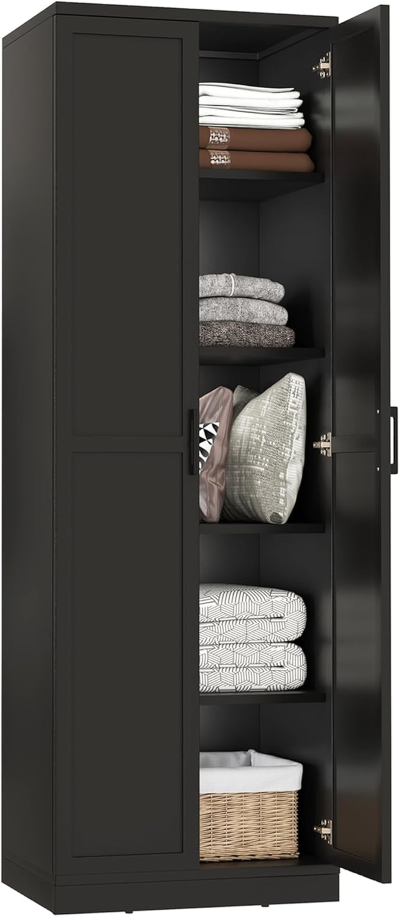 Giantex 178 Cm Kitchen Pantry Cabinet, Utility Storage Cabinet W/ 2 Doors & 5 Shelves, Freestanding Storage Organizer W/Adjustable Shelves & Anti-Tipping Accessories for Kitchen, Bedroom