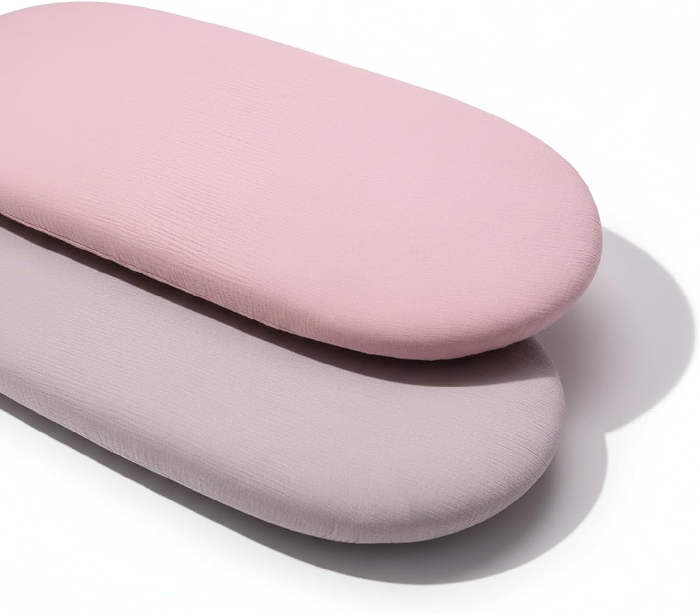 2-Pack Muslin Bassinet Sheets, Super Soft Fitted Crib Sheets for Oval, Rectangle & Hourglass Mattress, Breathable & Machine Washable Haheihei (Blue)