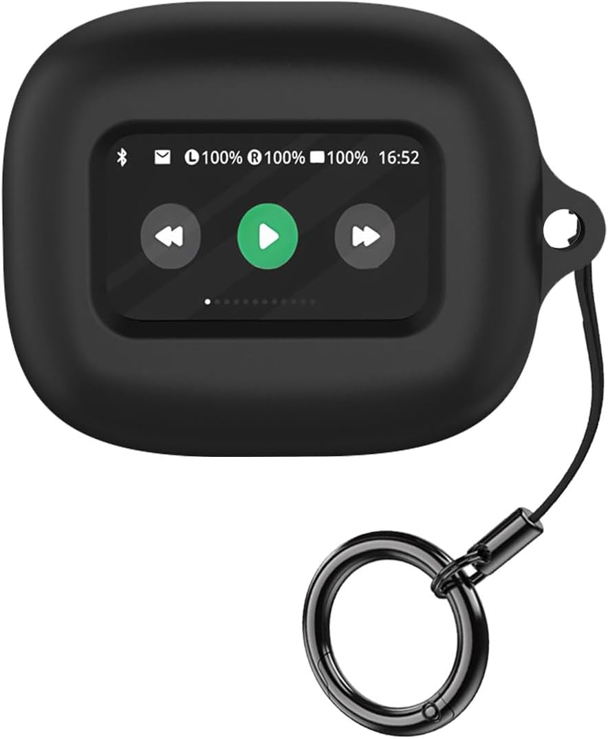 Case Compatible with Jbl Live Beam 3 Wireless Earbuds Silicone Material Shockproof Unique Portable Protective Cover with Carabiner (Black)