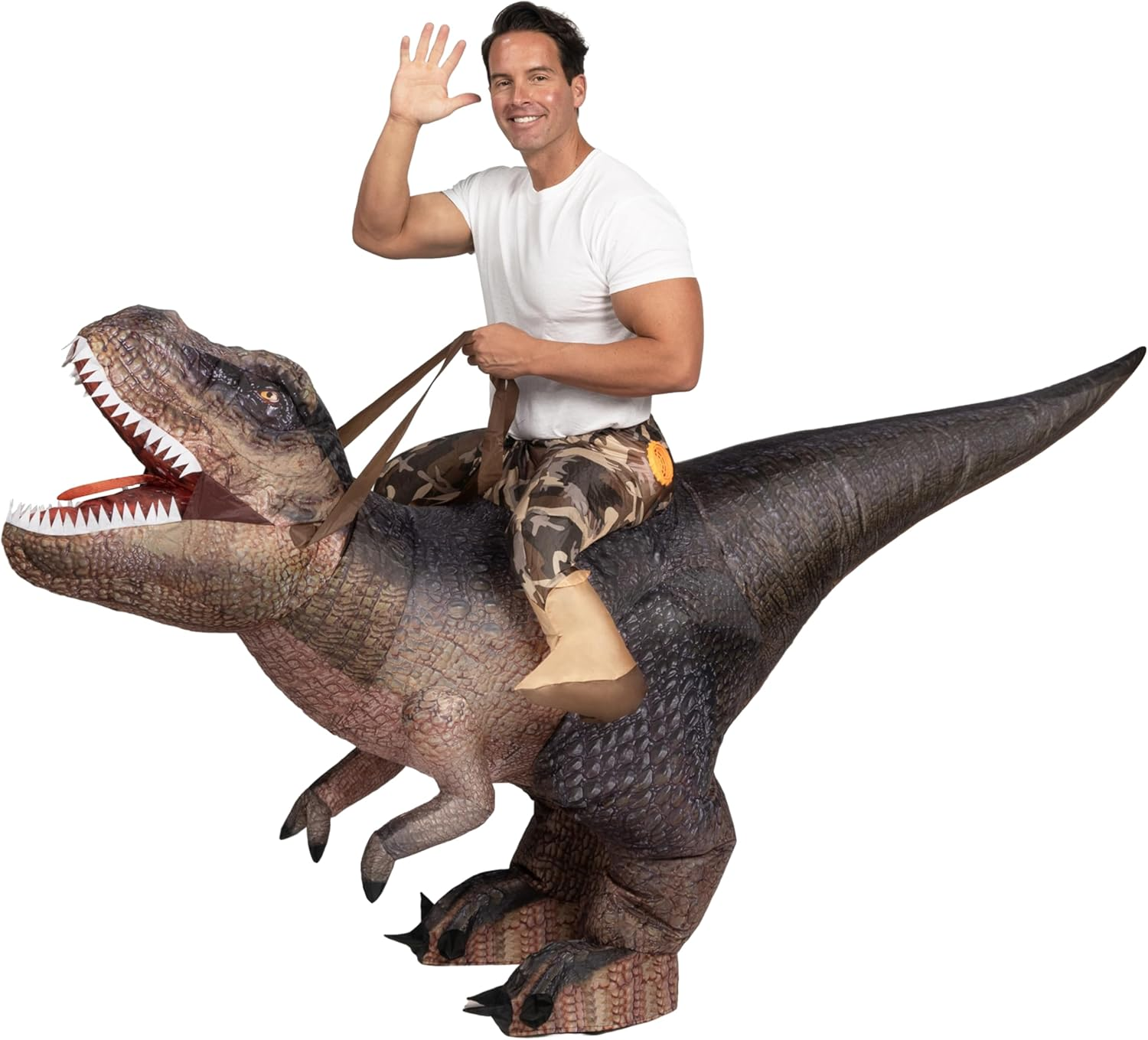 Spooktacular Creations Halloween Inflatable Costume,Dinosaur Ride-On T-Rex Blow up for Dressup image number 6