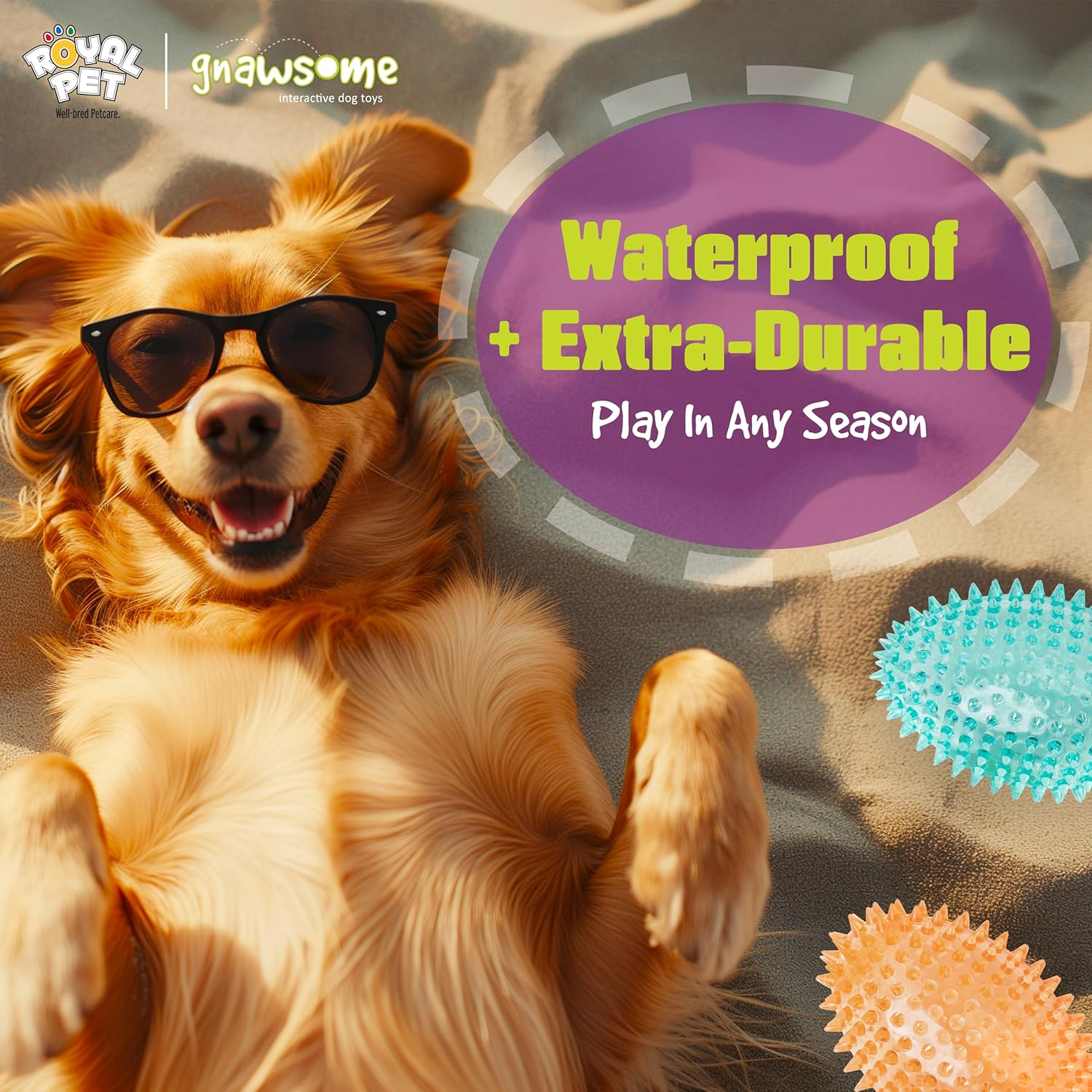 Gnawsome&trade; 4.5&rdquo; Spiky Squeaker Football Dog Toy - Large, Cleans Teeth and Promotes Good Dental and Gum Health for Your Pet, Colors Will Vary,All Breed Sizes image number 5