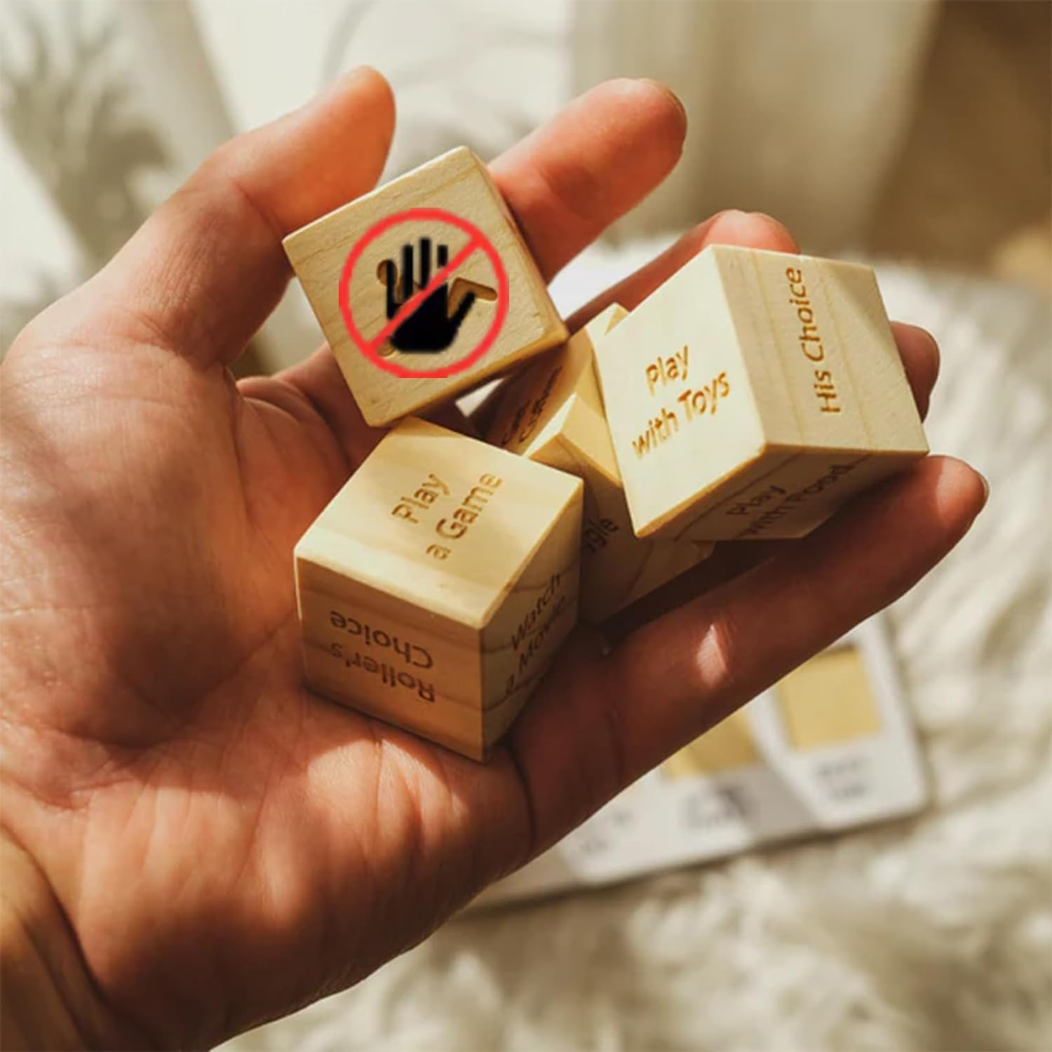 FOWSEEK Date Night Dice, Funny Date Night Idea Dice for Couples, Portable Wooden Dice Kit for Wife Husband Girlfriend Boyfriend Couples Games Valentine'S Day Wedding Anniversaries Birthdays Gifts image number 1