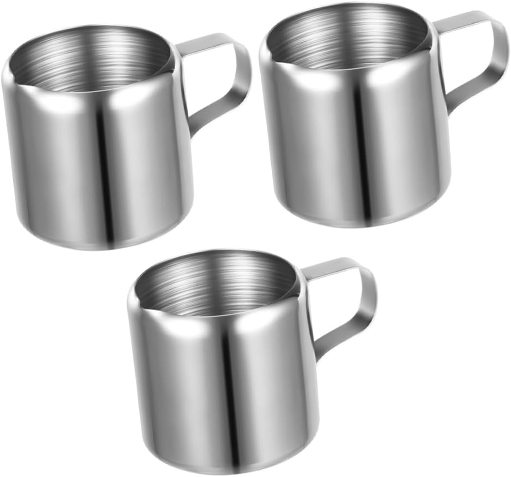 CATIEBYE 3Pcs Stainless Steel Milk Frothing Cups for Espresso Latte Art Steaming Pitchers with Nonstick Surface Multifunctional Sauce and Milk Steamer for Coffee Use image number 3