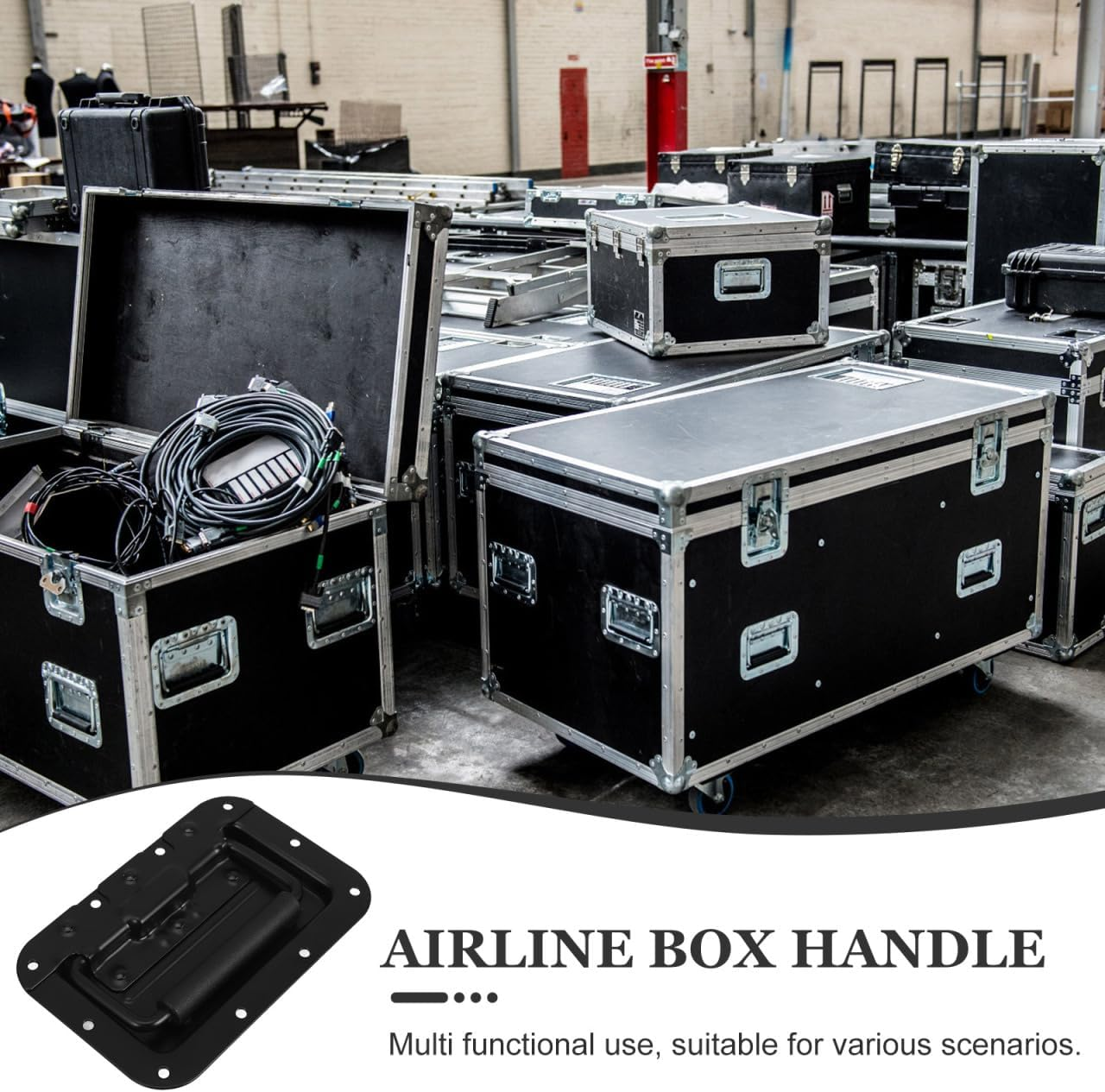 Jojofuny Spring Loaded Recessed Handle with Padded Grip, Black Iron Flush Mount Pull Handle for Chest, Cabinet, Speaker Box, Flight Case, and Kitchen Hardware Accessories image number 3