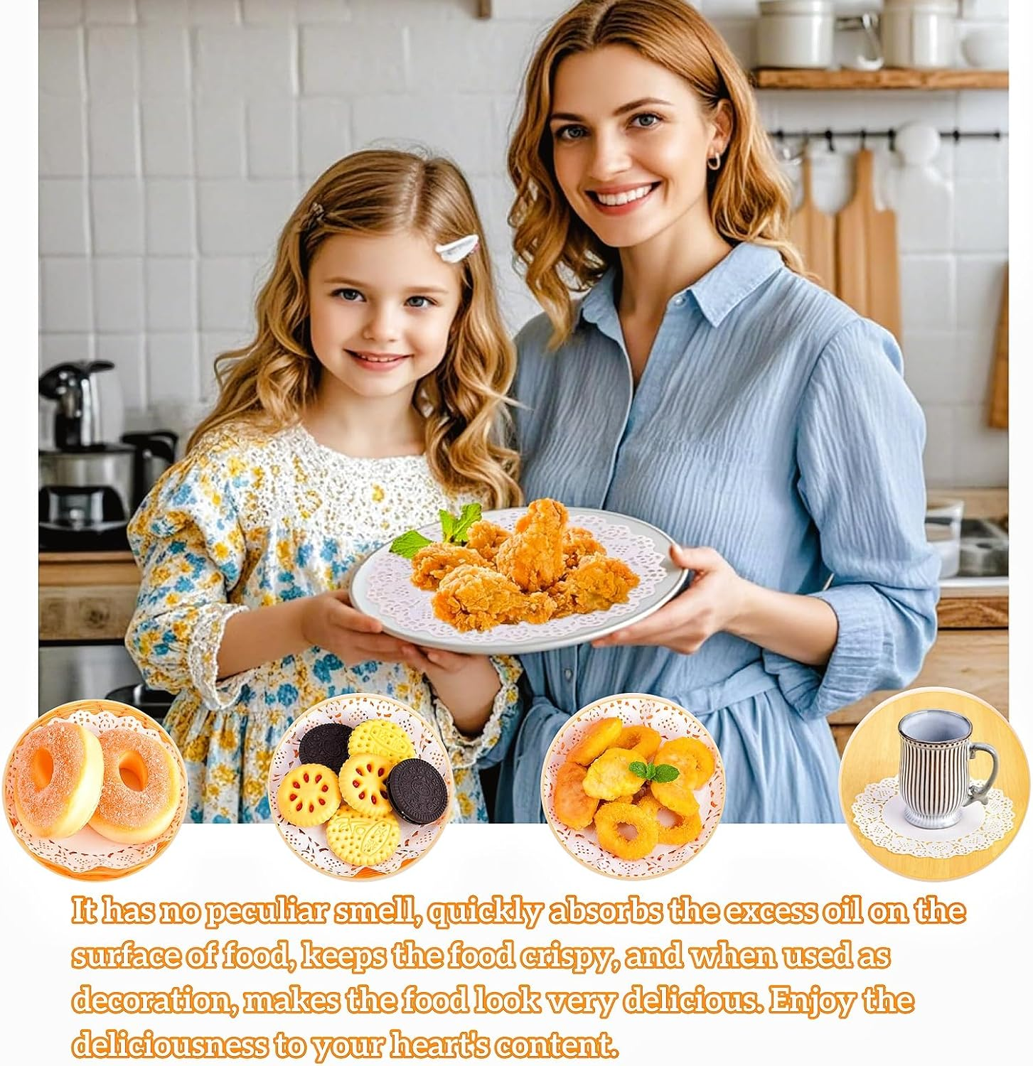 HIDOSNG 250Pcs Paper Doilies, 5 Sizes Lace round Rectangle Oval Paper Doilies Multi-Size Decorative Doilies Placemat for Tables Plates Cakes Desserts Crafts image number 1