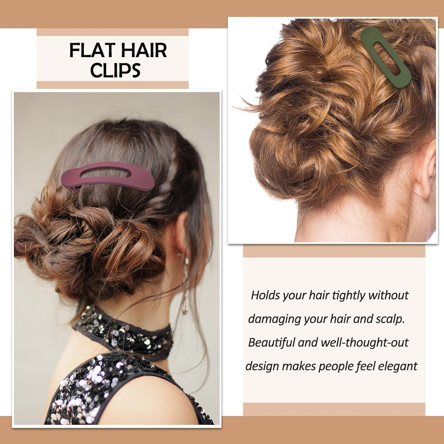 GLITE 12 Pcs Flat Hait Clips, Lay down Claw Clips for Women, 3 Sizes Duck Billed Thin Thick Hair Barrette, Hair Accessories for Girls Non-Slip Slide Hair Clip image number 2