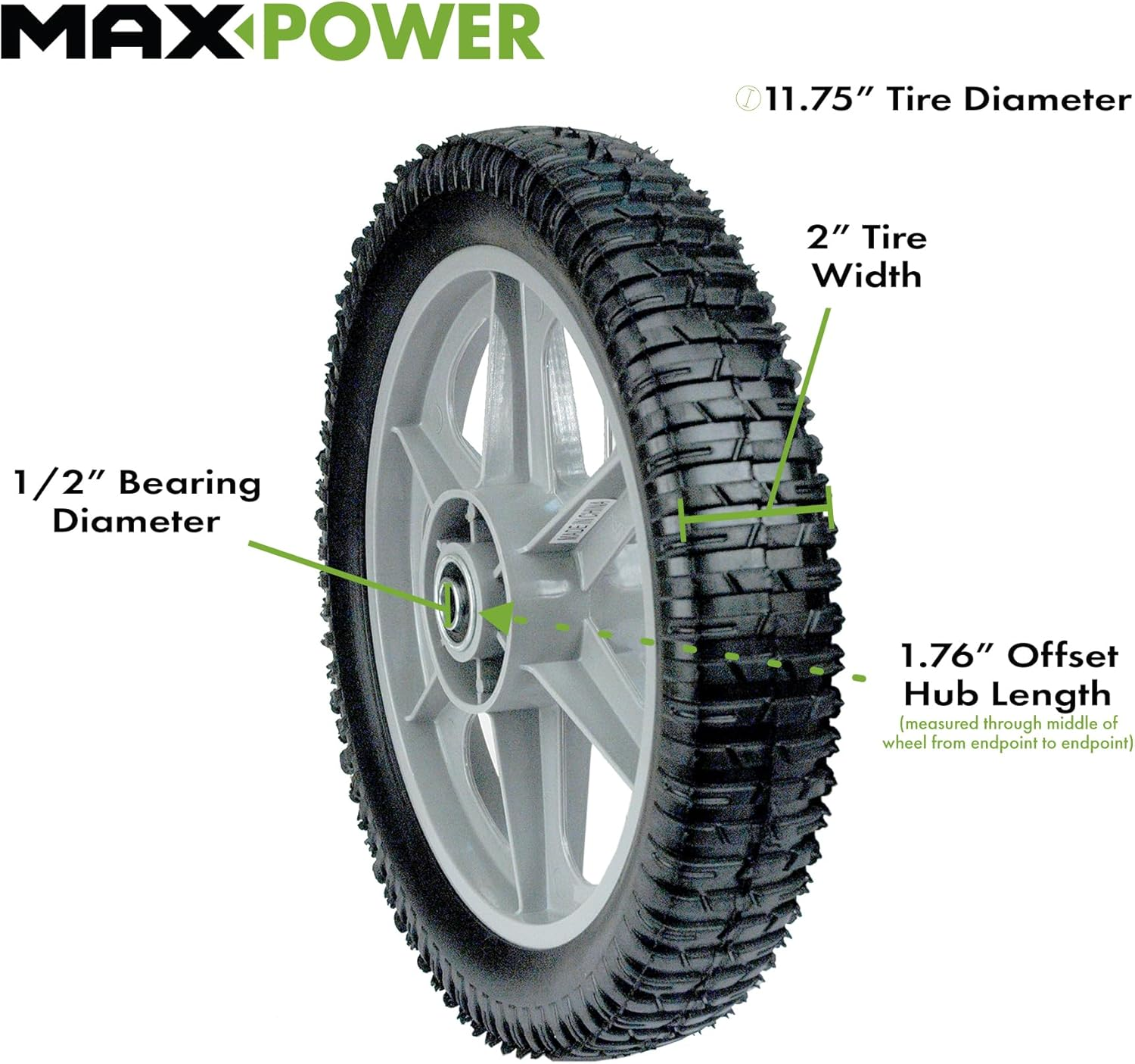 Maxpower 335112 Plastic Spoked Wheel, 12 Inch (Actual Diameter Is 11.75 Inch) image number 2