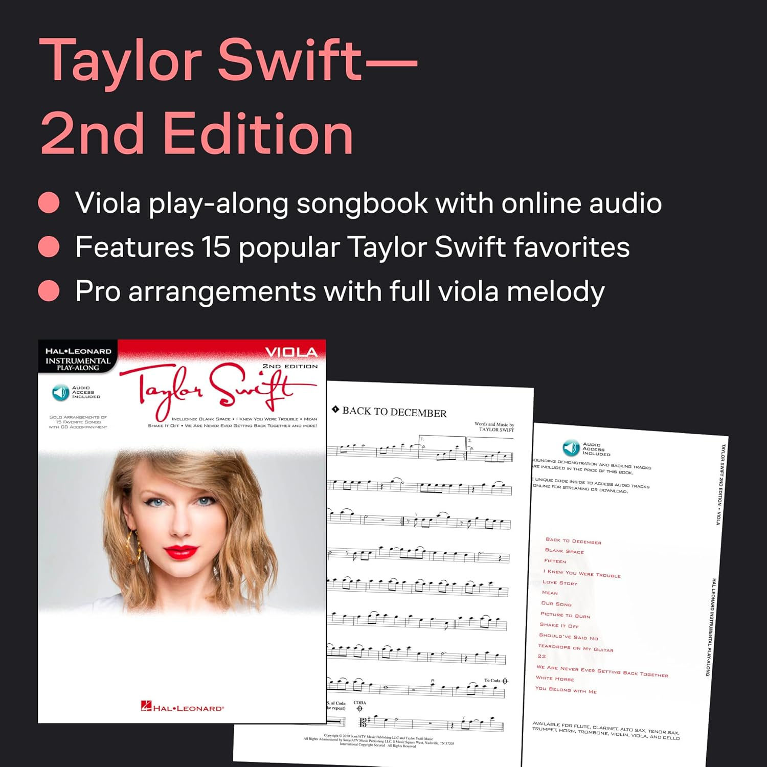 Taylor Swift for Viola - Instrumental Play-Along Cd/Pkg: Viola Play-Along Book with Online Audio image number 3