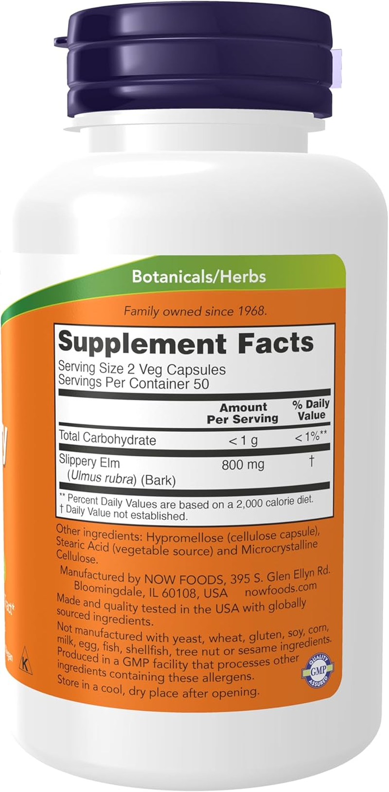 NOW Supplements, Slippery Elm (Ulmus Rubra) 400 Mg, Herbal Supplement, 100 Veg Capsules image number 3