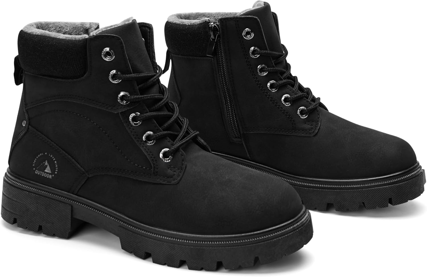 GLAMORA Womens Thermal Lined Lightweight Waterproof Non Slip Sole Side Zipper Comfort Everyday Work Cold Weather Walking Boots