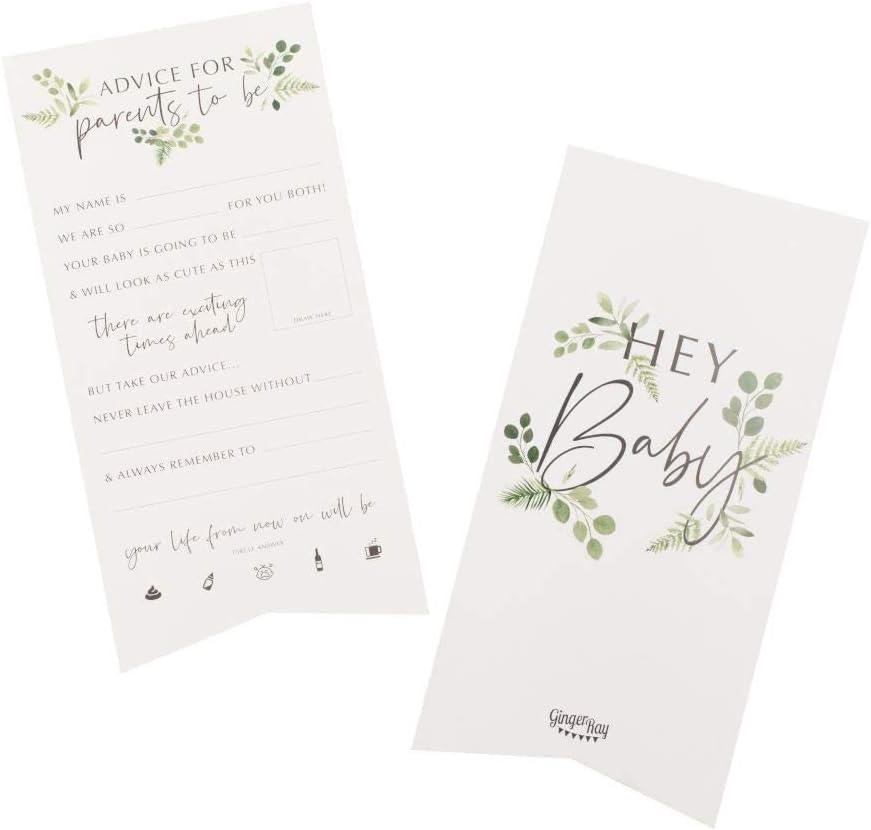 Ginger Ray Botanical Baby Shower Advice for the Parents Cards (Pack of 10)