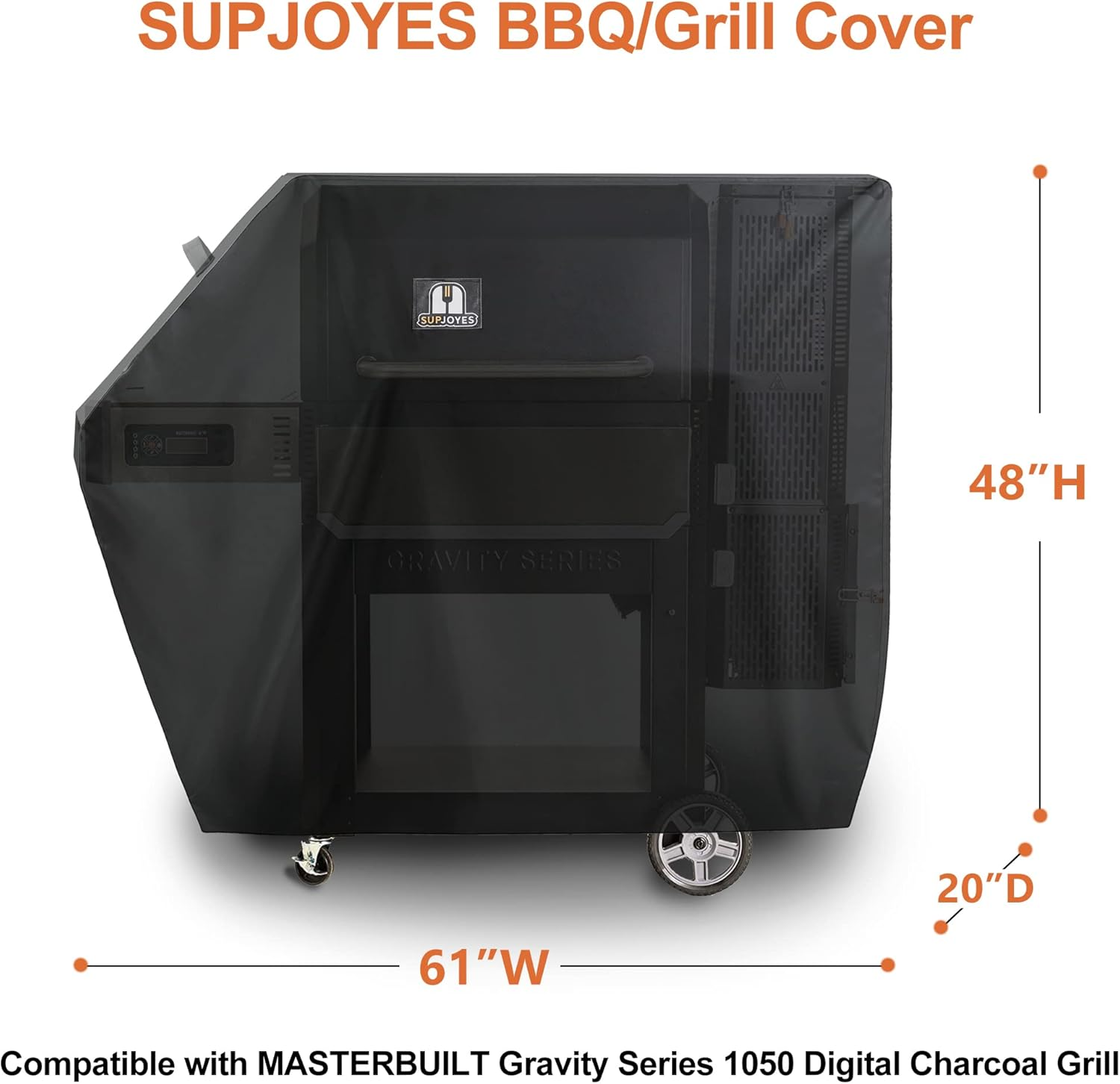 SUPJOYES Grill Cover for Masterbuilt 1050 Charcoal Grill, Heavy Duty Waterproof BBQ Accessories for MB20081220 Gravity Series Smoker image number 5