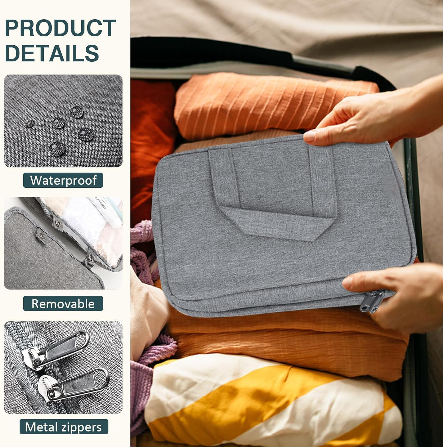 Wabmipe Hanging Makeup Bag, Waterproof Travel Toiletry Bag, Large Capacity, Multi-Function image number 4