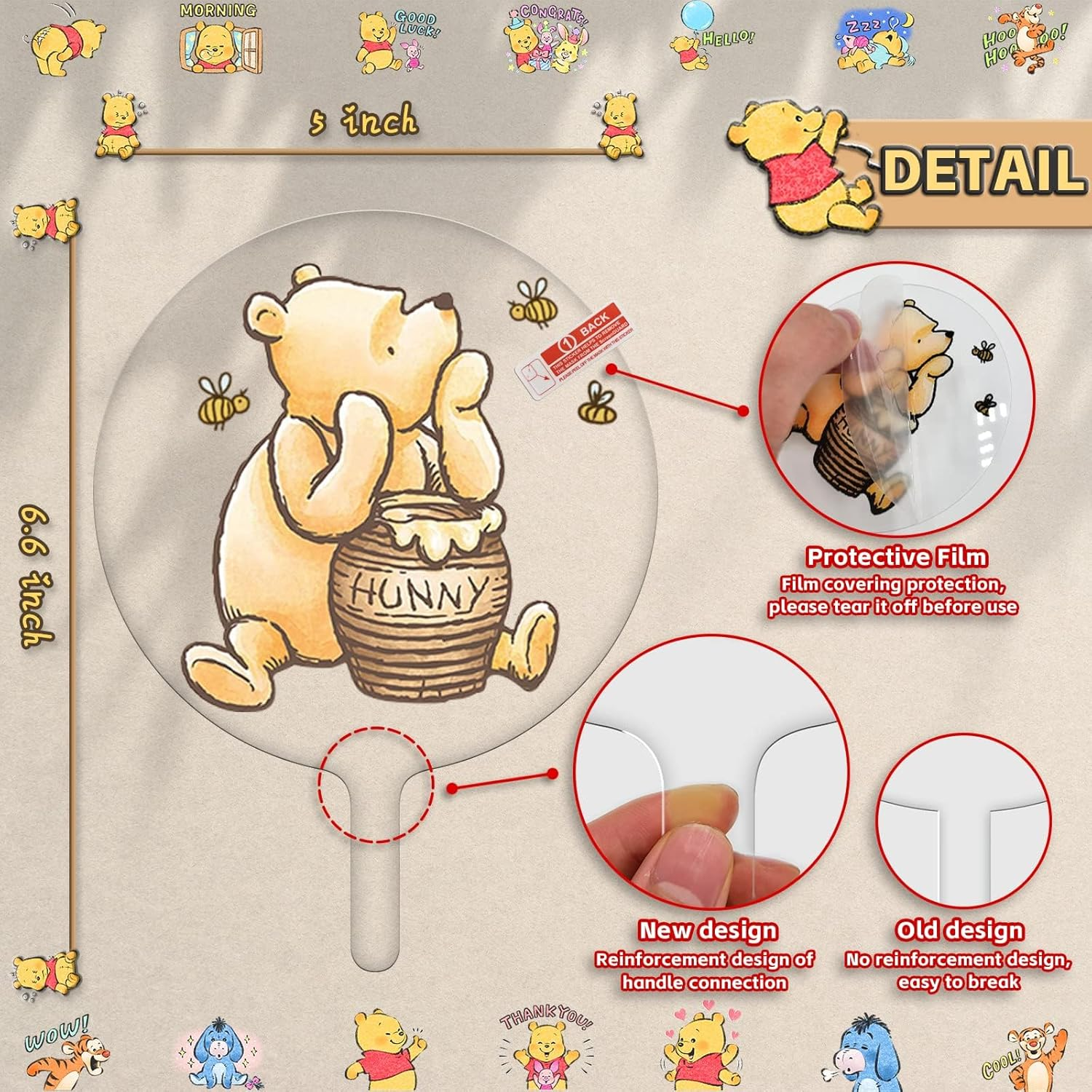 Winnie Cake Topper Welcome Baby Acrylic 5Inch Cake Toppers Cupcake Toppers Classic the Pooh Baby Shower Decorations Winnie Birthday Party Supplies image number 6