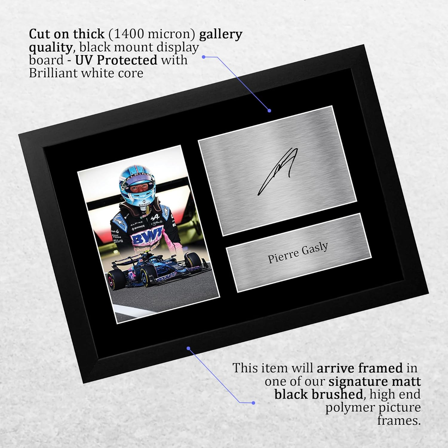 HWC Trading FR A4 Pierre Gasly Alpine Gifts Printed Signed Autograph Picture for F1 Formula 1 Racing Fans - A4 Framed image number 4