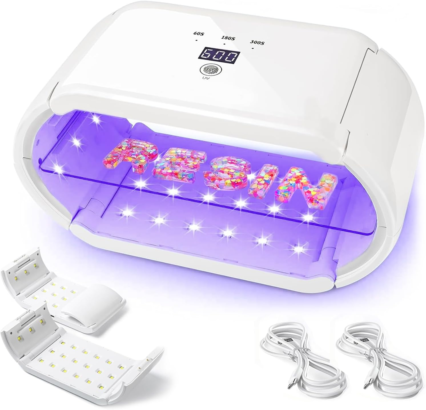 Mfancy UV Light for Resin,Two-Sided Fast Curing UV Resin Light,Foldable Portable UV Light Nail Lamp,Resin UV Curing Lamp[4 Timers],Resin Molds,Jewelry Making,Diy Craft,Nail Curing image number 1