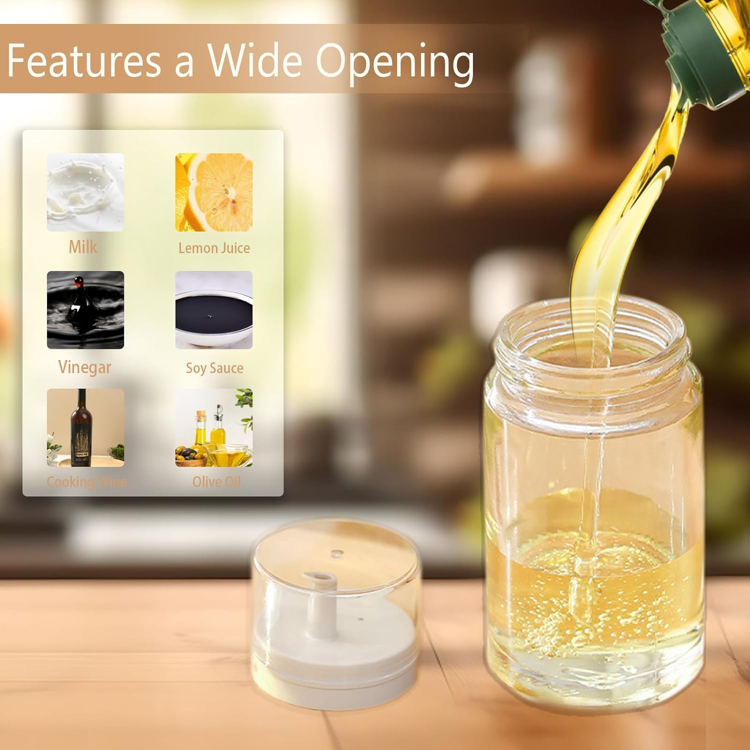 3-Pack Leakproof Small Glass Oil and Vinegar Dispenser Bottles - Perfect for Kitchen Use - 100Ml Each (3.38Oz) image number 1