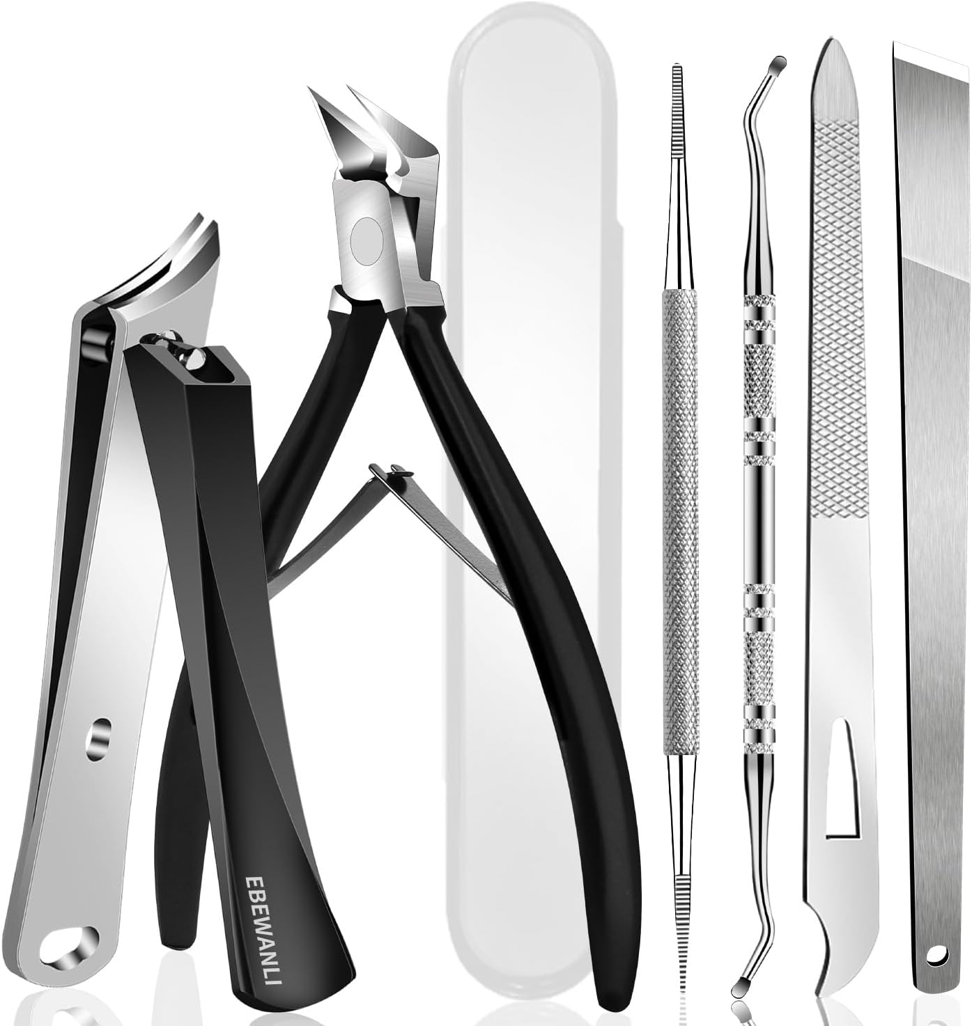 Ingrown Toenail Removal Kit, 6PCS Stainless Steel Toe Nail Kit, Straight Edge Oblique and Curved Slanted Nail Clippers Cutters for Ingrown Nails, Professional Pedicure Tool at Home