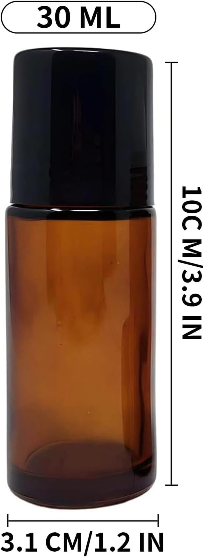 Jrusmr 4 PCS Amber Glass Roller Bottles with Plastic Roller Balls, Leak-Proof Refillable Deodorant Roll-On Containers with Caps for Essential Oils, Perfumes, and Cosmetics (30 Ml)-Ideal for Massage image number 4