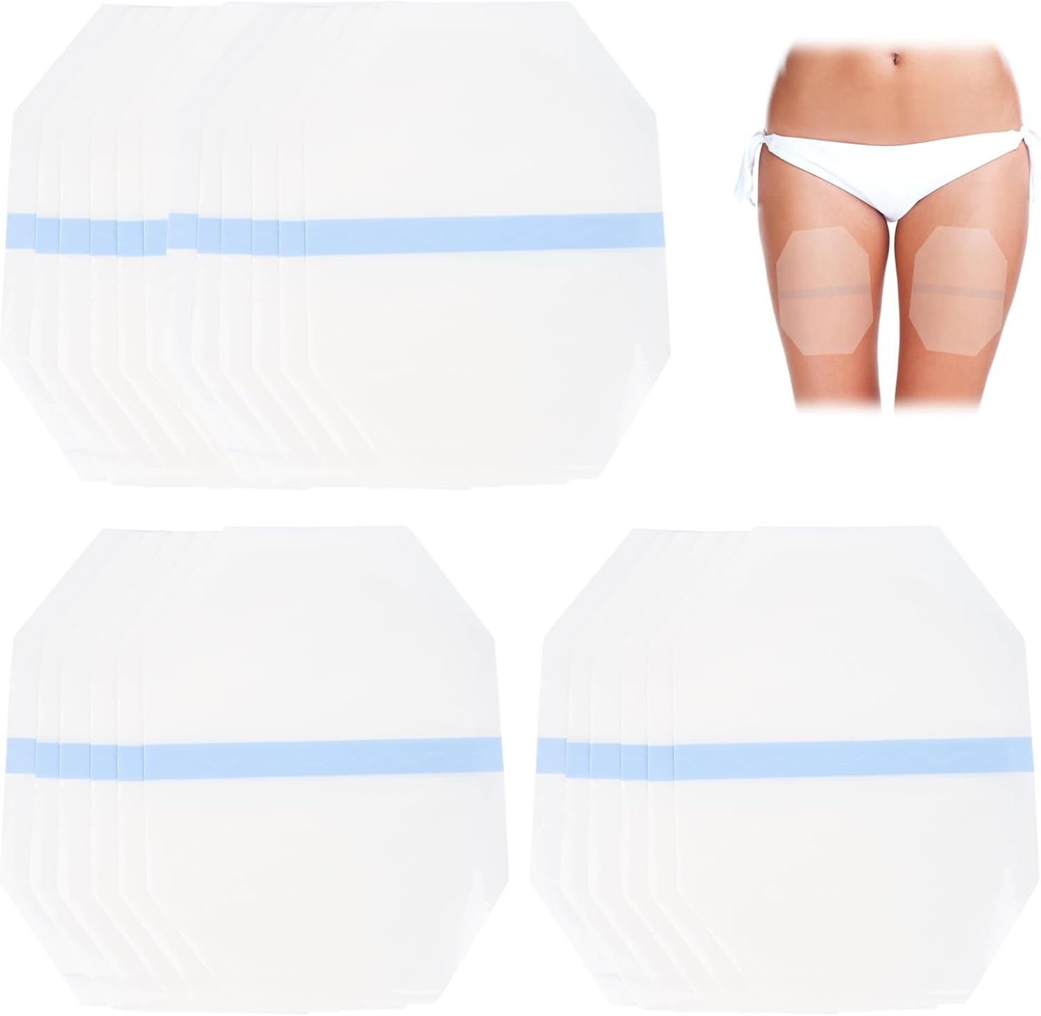 Gosknor 20Pcs Thigh Lift Tapes for Women, Octagonal Self-Adhesive Cellulite Tapes Invisible Waterproof Anti-Chafing Lift and Glow Patches for Loose Skin Tightening & Body Shaping image number 1