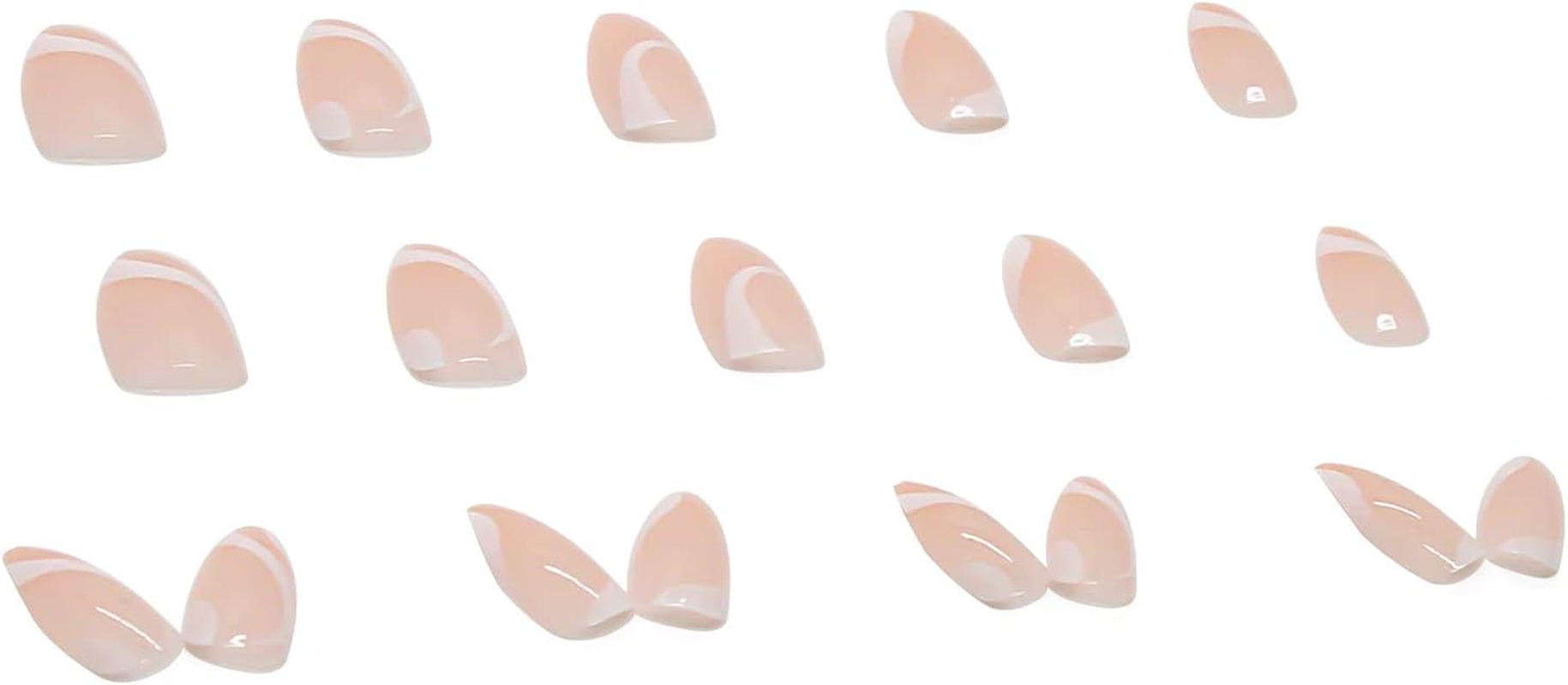 24 Pcs Press on Nails Medium, Sunjasmine Fake Almond Glue Nails, False with Glue, Acrylic for Women and Girls (White Swirl)