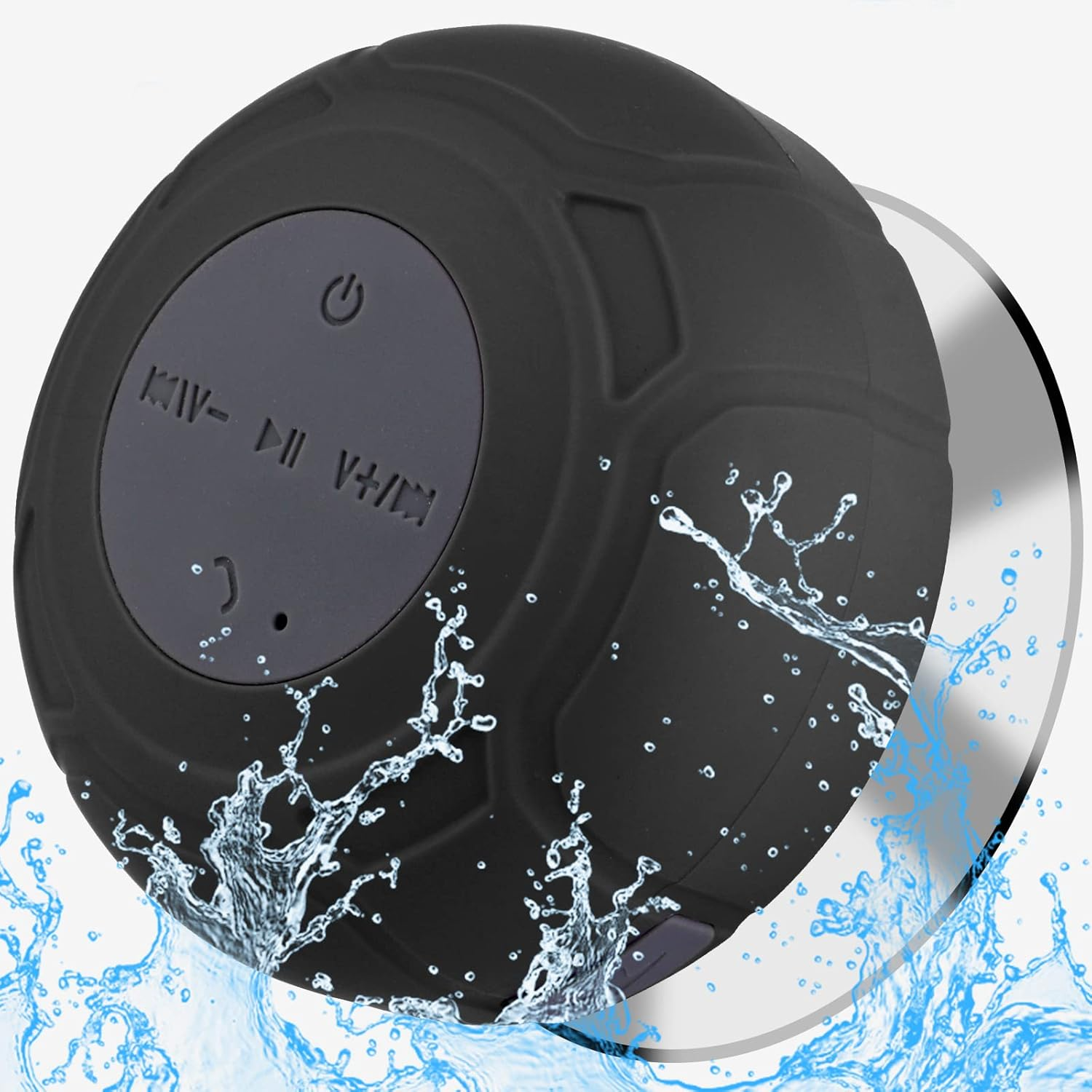 Annlend Waterproof Bluetooth Shower Speaker Portable Wireless Water-Resistant Speaker Suction Cup,Built-In Mic Gifts for Kids Speakerphone for Iphone Phone Tablet Bathroom Kitchen - Black