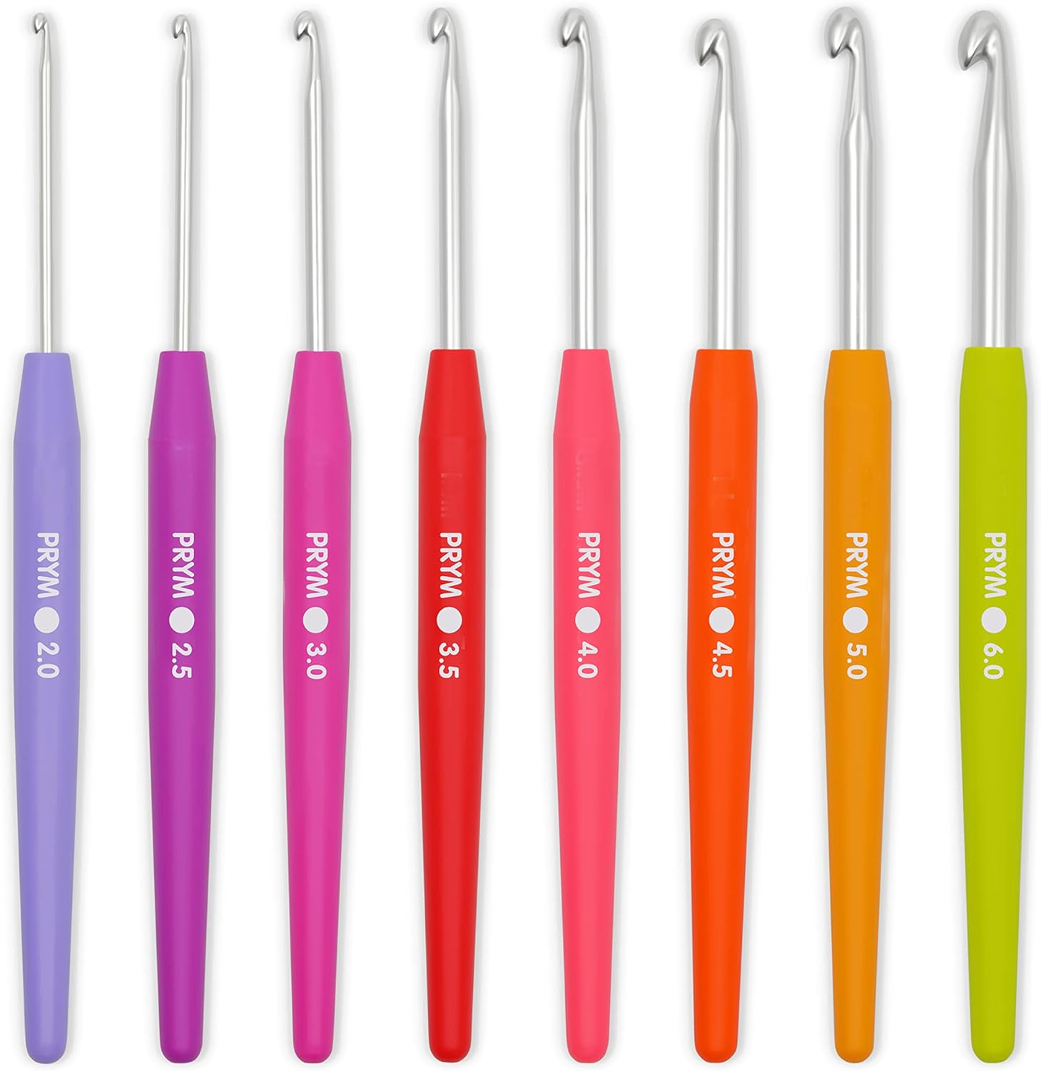 Prym Soft Grip Aluminum, 2-6Mm Crochet Hook Set, Multicolor 8 Count image number 4