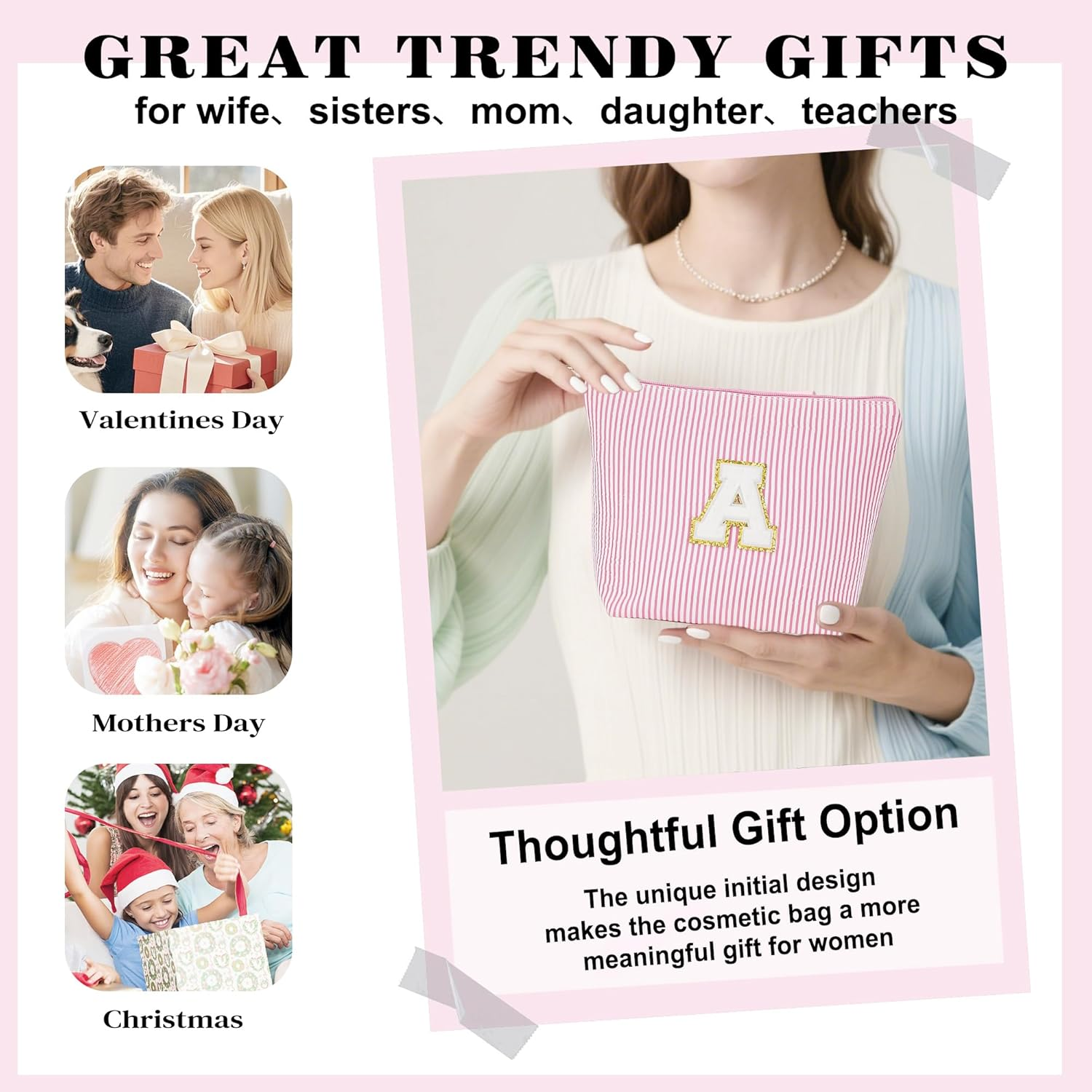 Fohufo Travel Makeup Bag Set - Initial Travel Toiletry Bag, Portable Make up Cosmetic Bag | Travel Essentials Travel Makeup Bag | Cute Pink/Purple/Blue Stuff Gifts for Women Mom Daughter Teacher image number 5