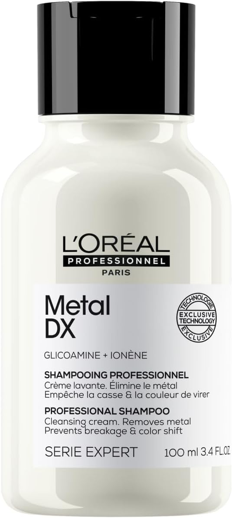 L'Or&eacute;al Professionnel Hair Shampoo for Coloured and Damaged Hair, Prevents Hair Breakage and Colour Changes for All Hair Types, Long-Lasting Colours & Shine, Series Expert, Metal DX Shampoo, 100 Ml