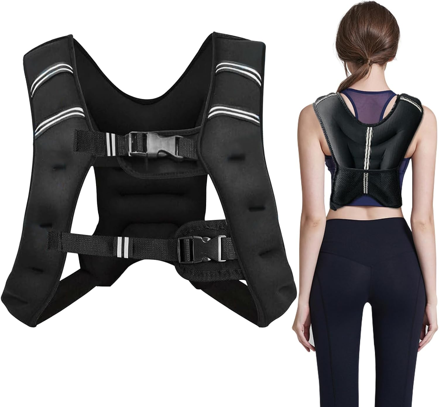 Weighted Vest, 3Kg 5Kg 8Kg 10Kg Weight Workout Vest with Reflective Stripe for Women, Men, Strength Training, Running, Fitness, Walking, Weight Loss, Training