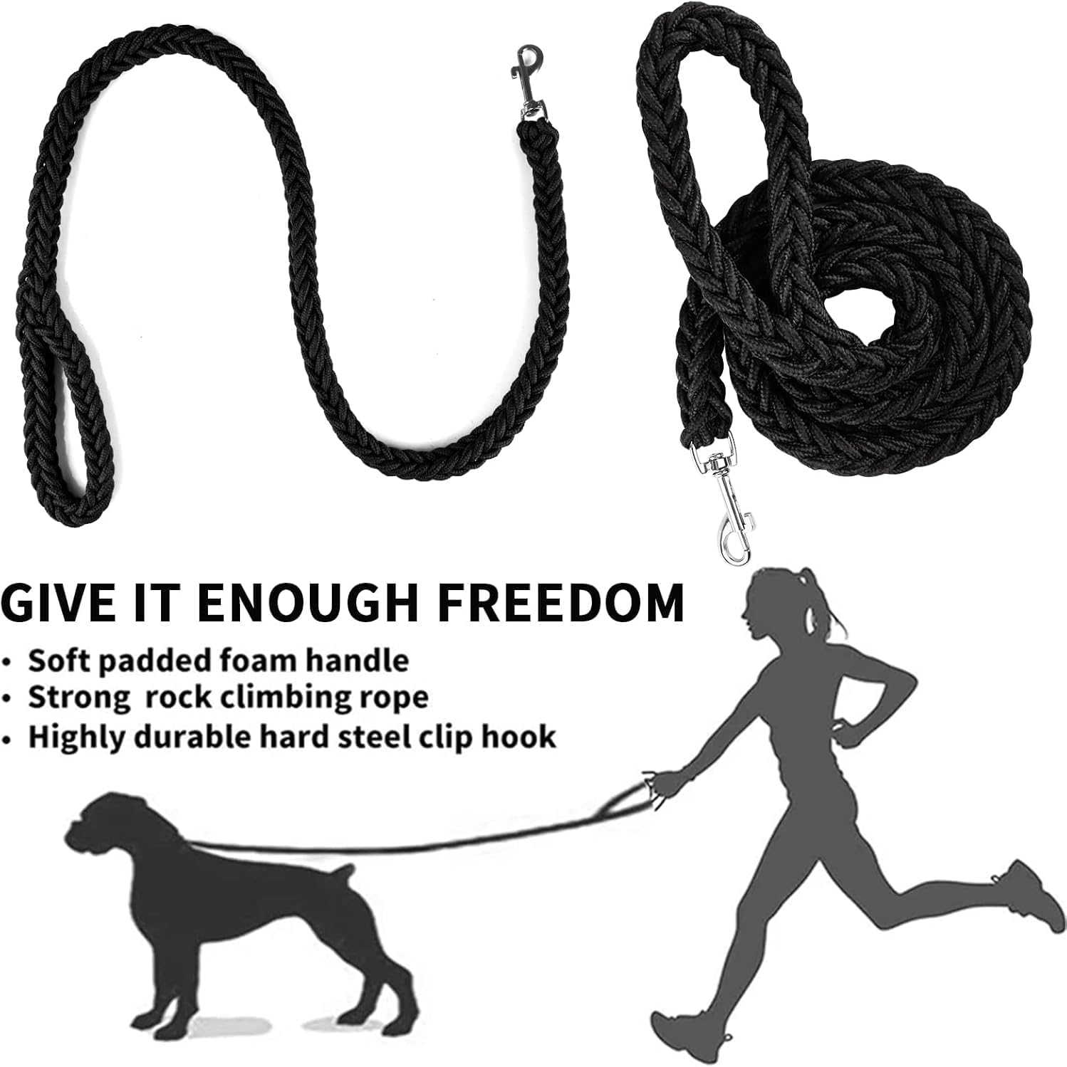 Eight Strand Braided Strong Nylon Dog Leash,1Pc Nylon Eight Strand Braided Lead Dog Leash with Rotating Buckle, Dog Lead Strong Leash Training Lead Rope image number 6