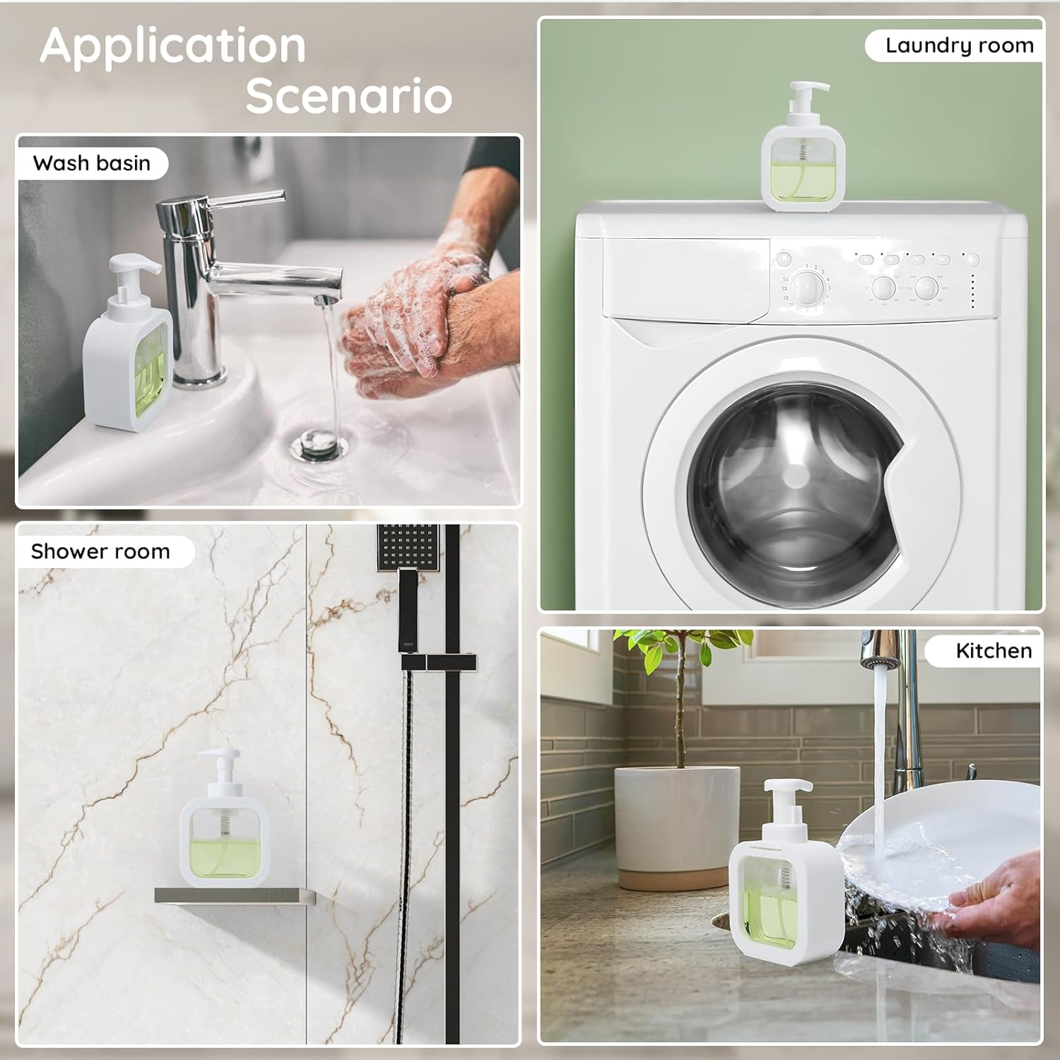 Segbeauty Foaming Soap Dispenser White, 3 Packs 10.1Oz Refillable Liquid Hand Soap Dispenser for Bathroom Kitchen, 300Ml Modern Home Decor Pump Bottle Foam Dish Wash Dispenser image number 4