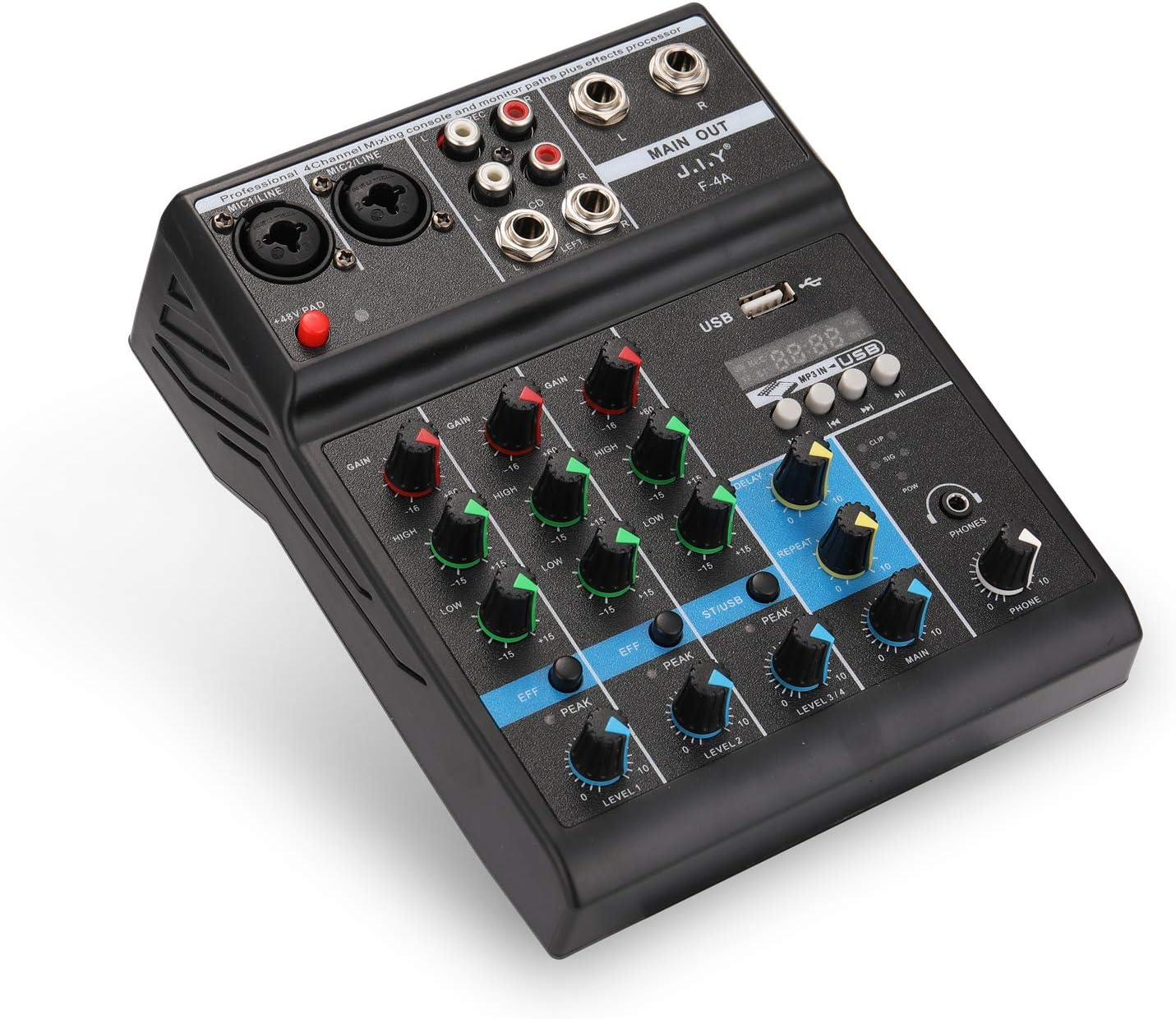 BT Professional 4 Channel Sound Mixing Console and Paths plus Effects Processor with USB Multicolor One Size image number 2