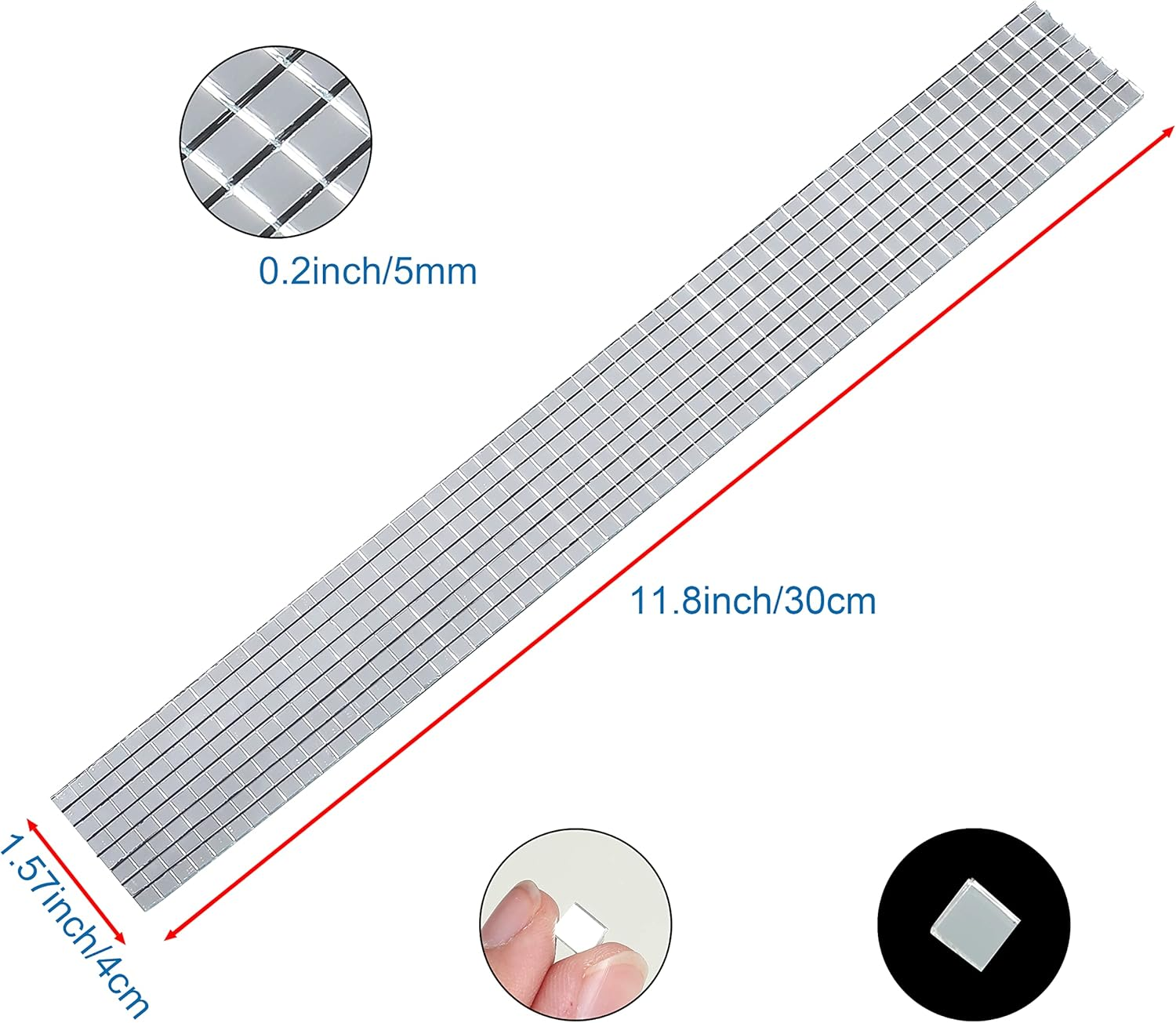 6608 Pieces Self Adhesive Mosaic Tiles Square Glass, Decorative Craft DIY Accessory Mosaic Mirrors Tiles, Mirrors Mosaic Stickers (Silver 6608) image number 2