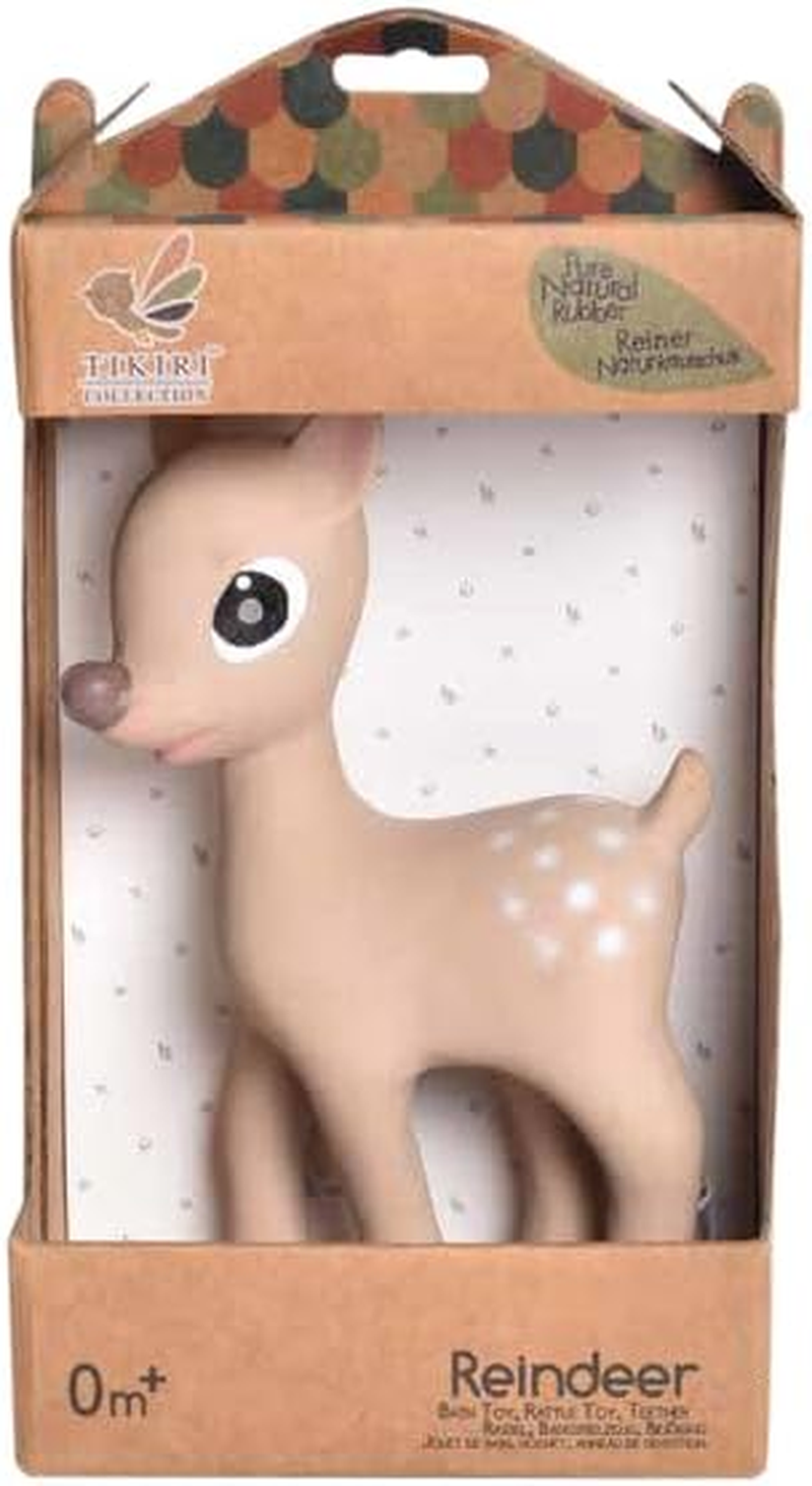 Tikiri Fully Enclosed Ralphie the Deer All Rubber Rattle Teething & Bath Toy image number 3