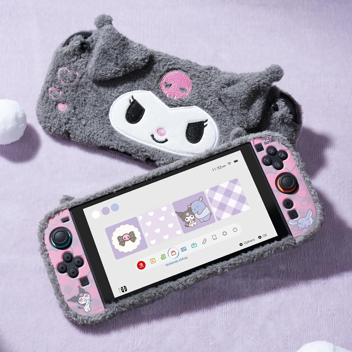 Kuitmor Cute Plush Protective Case Compatible with Switch 2 (2025), Anti-Scratch and Shock-Absorption Hard PC Shell Cover for Switch 2 Game Console and Joystick Controller - KLM image number 1