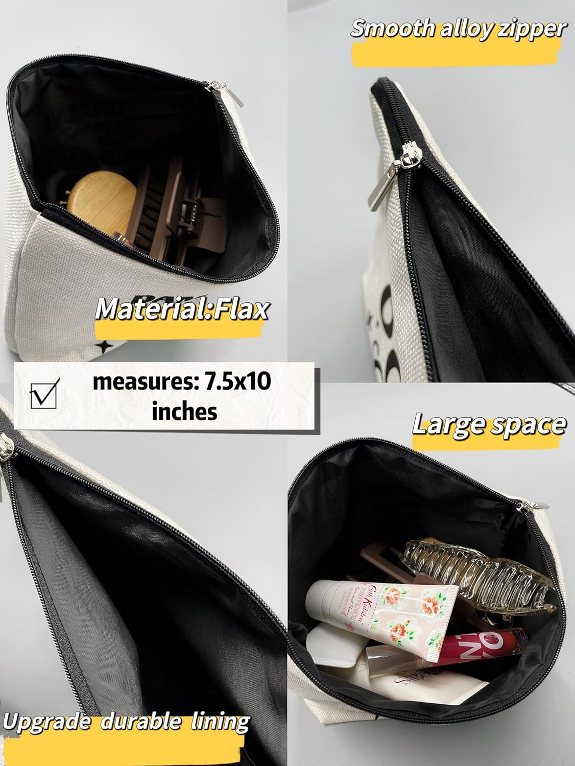 BARPERY Teacher Gifts Makeup Bag, Must Haves Boho Sunshine Teacher Survival Kit Bag Cosmetic Bag,Birthday Gifts for Kindergarten Teacher, Teacher Graduation Gifts, Teacher B - Beige image number 3