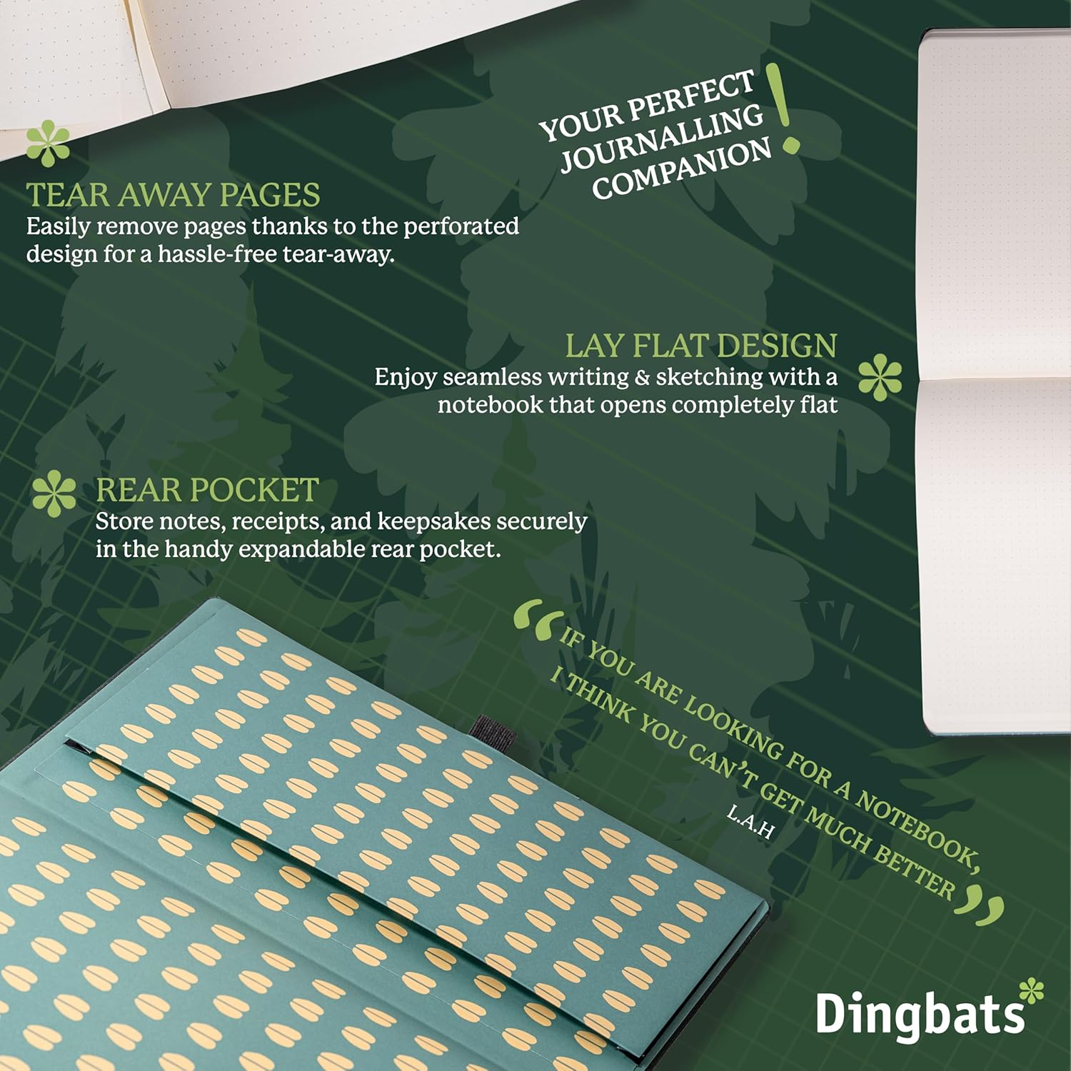 Dingbats* Wildlife Green Deer Notebook A4+ Plain image number 4
