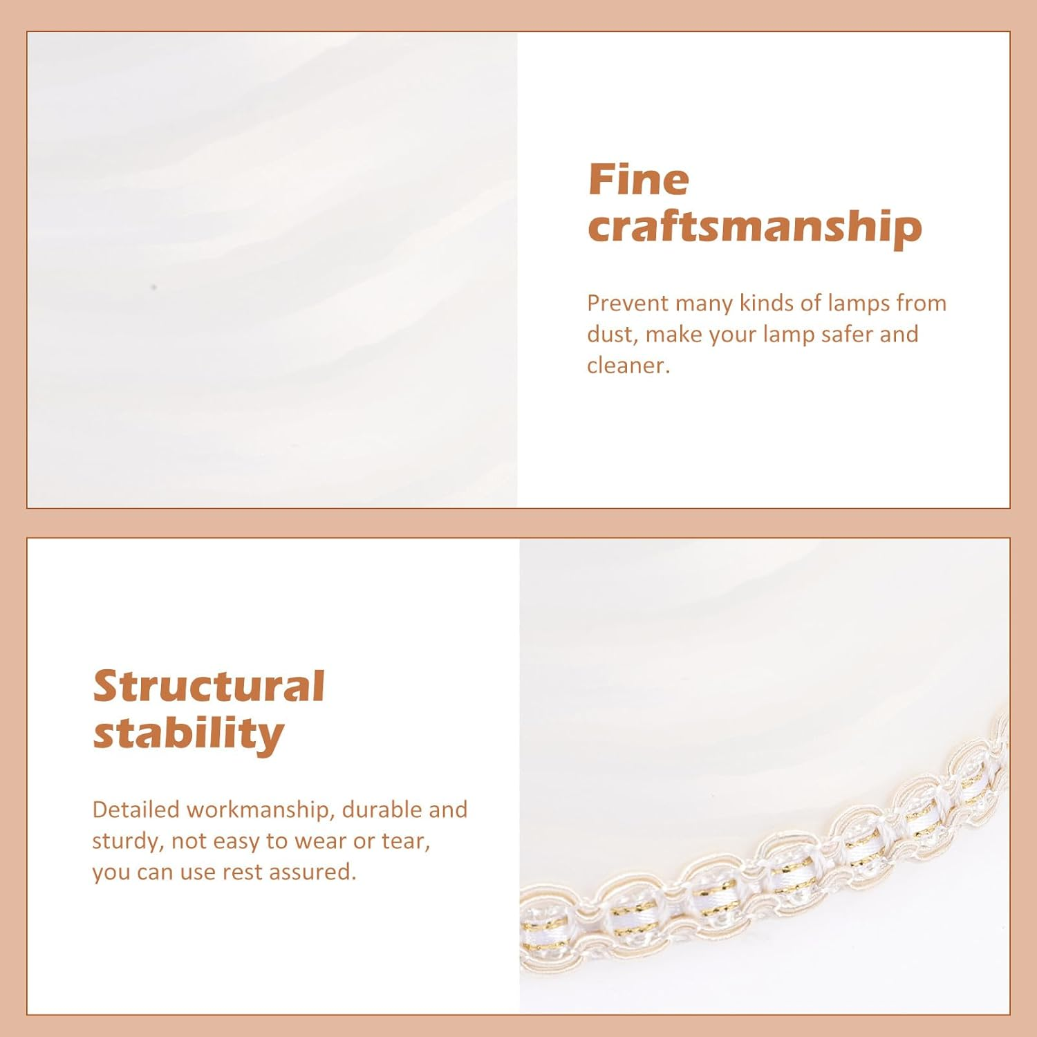 RUNROTOO Clip-On Composite Fabric Lamp Shade with Reflective Wave Pattern, Small Hanging Lampshade and Table Lamps, Protective Cover for Dining and Living Room Lighting image number 4