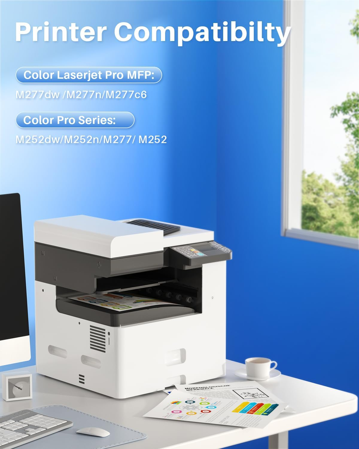 201X CF400X Toner Cartridge Replacement( with Chip) Compatible for HP 201X 201A Works with Color Laserjet Pro MFP M277Dw M252Dw M277N M277C6 M252N Printer (Black, Cyan, Magenta, Yellow) image number 3