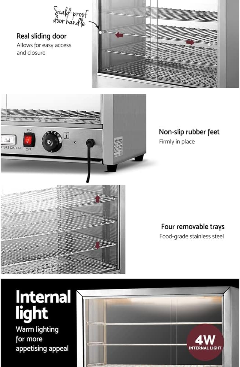 Commercial Food Warmer Hot Display Showcase Cabinet 64Cm Restaurant Catering