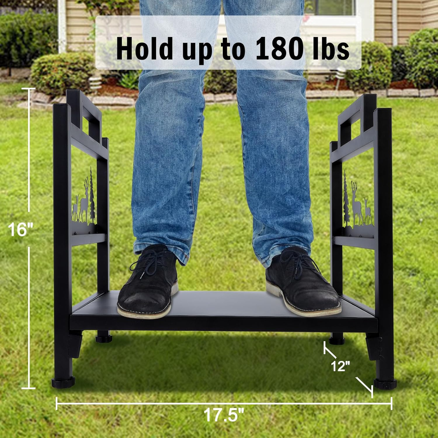 Homejayde Firewood Rack Outdoor and Indoor Firewood Holder, Heavy Duty Steel Log Holder for Wood Storage, Wood Racks, Black Powder Coated Steel Log Rack Wood Holder for Fireplace（Contains Patents） image number 3