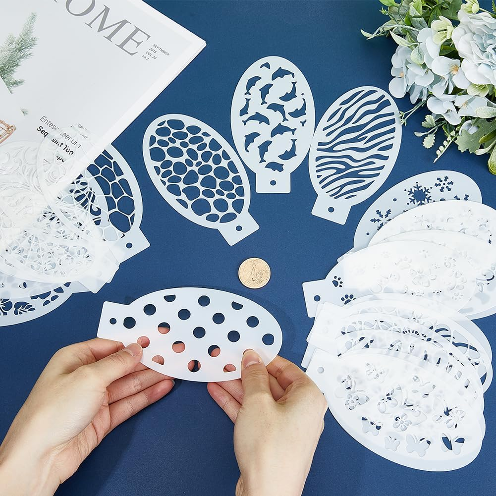 GORGECRAFT 24 Styles Reusable Face Paint Stencils Plastic Body Drawing Flower Snowflake Fish Star Tattoo Painting Makeup Temporary Tracing Body Template for Holiday Halloween Party Makeup Art Crafts image number 5