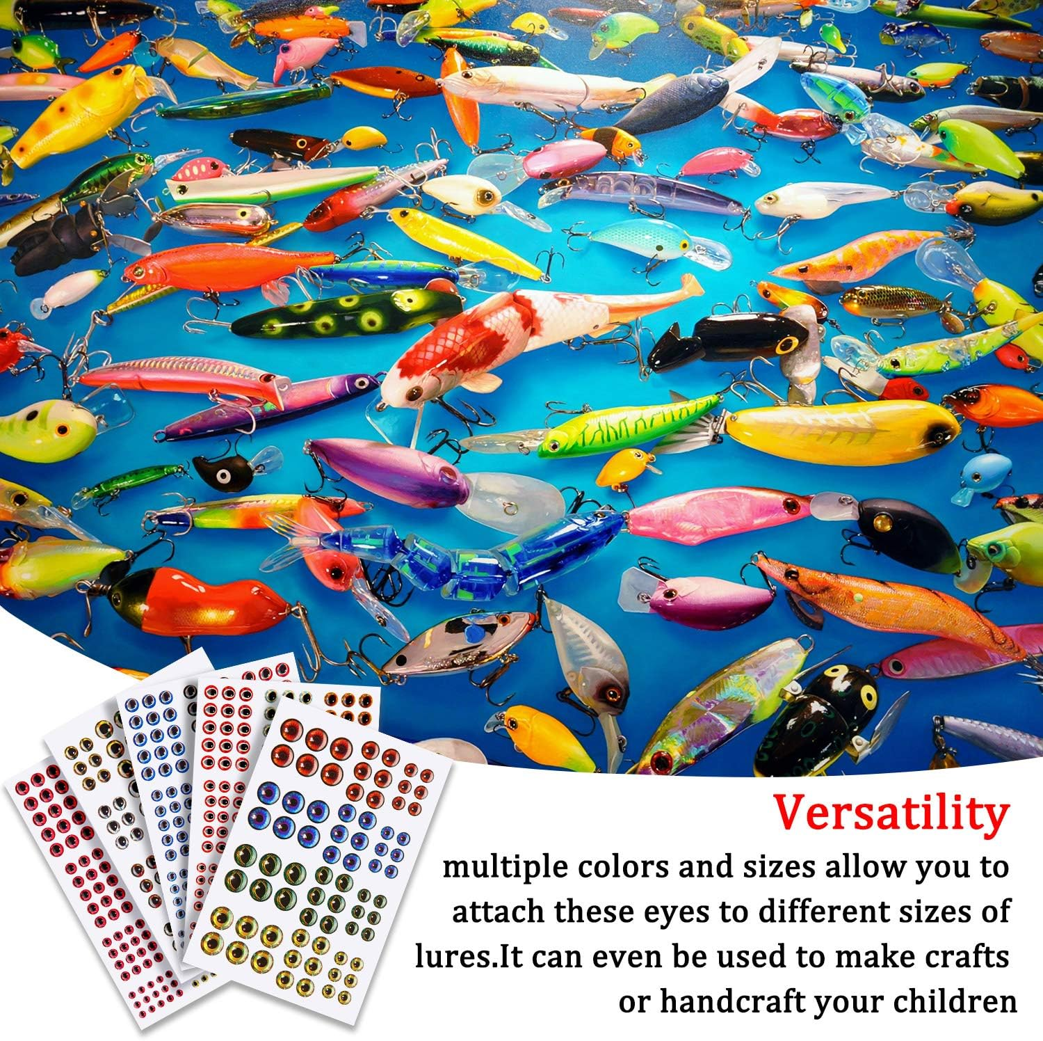 Gejoy 1242 Pieces 3D 4D Fishing Eyes Oval Fishing Lure Eyes Realistic Fishing Eye for Making Fishing Bait Fly Tying Streamers Lures Crafts (6 Sizes: 3 Mm/ 4 Mm/ 5 Mm/ 6 Mm/ 8 Mm/ 10 Mm) image number 4